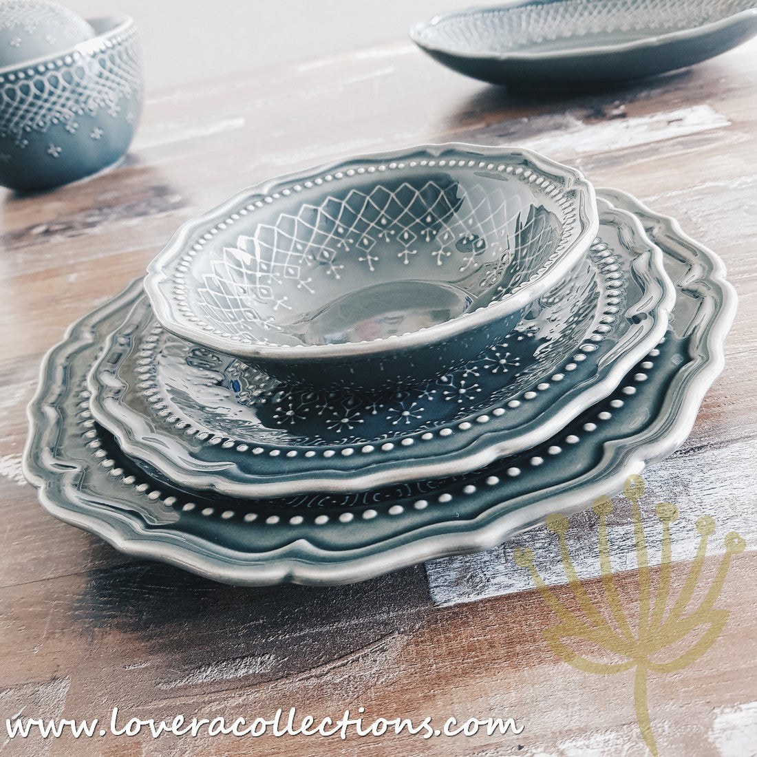 French Lace Dinnerware Set - Elegant Porcelain Plates & Bowls for Formal Dining, Wedding Reception & Holiday Table Setting (50% Off Limited Time Sale)