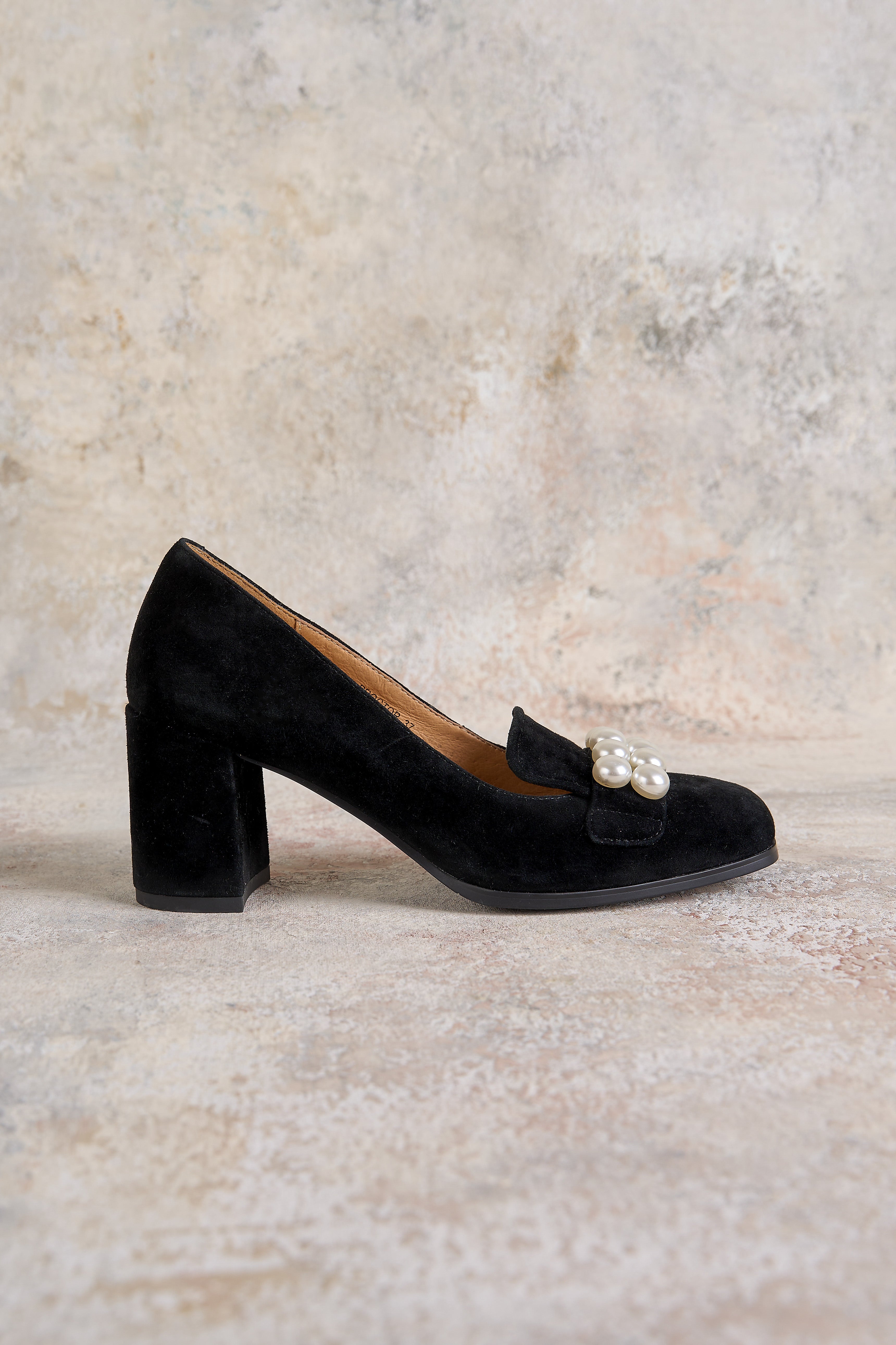 Elegant Black Pearl Court Heel Shoes for Women - Perfect for Weddings, Parties & Formal Events