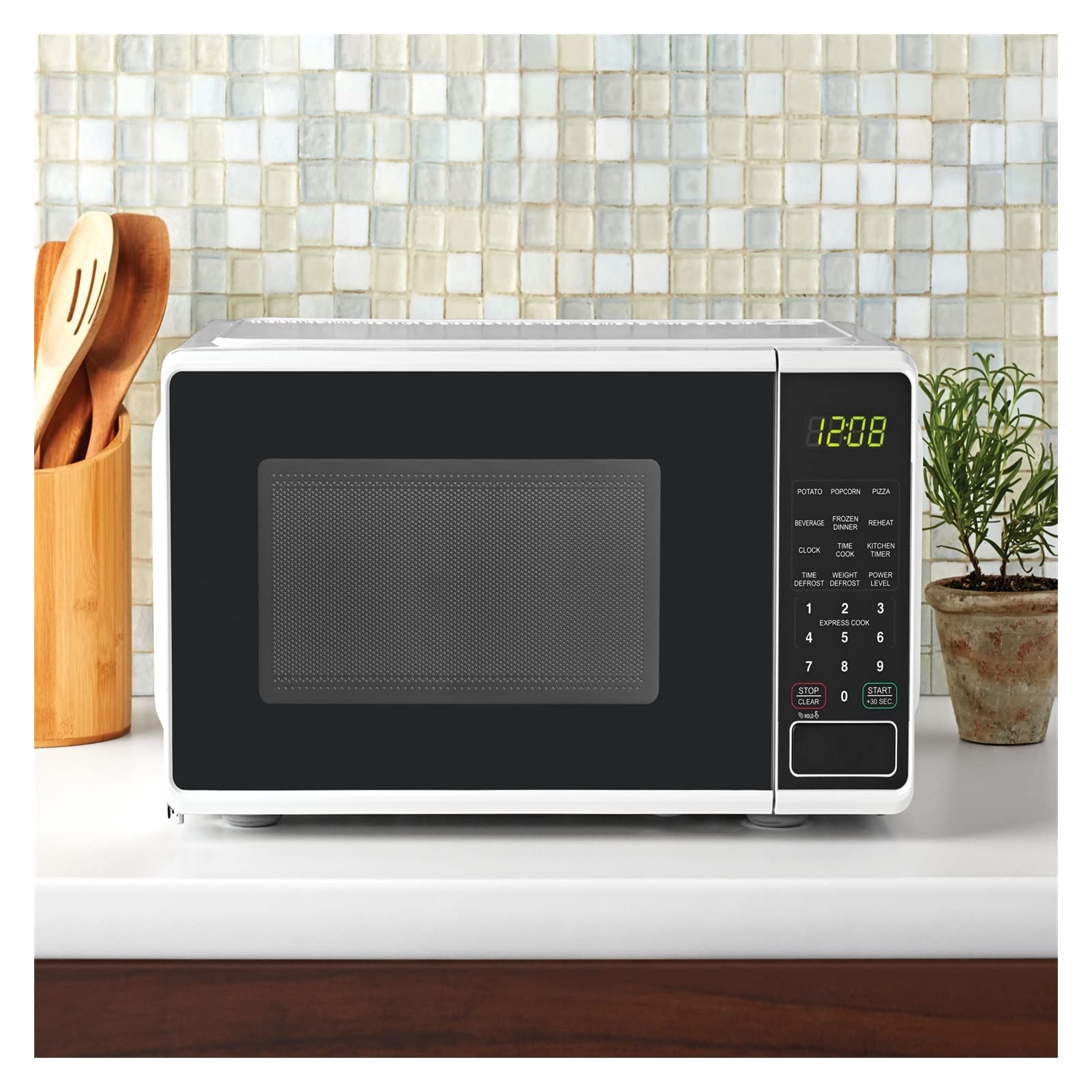 FFIME 0.7 Cu ft Compact Countertop Microwave Oven - Small White Microwave for Kitchen, Dorm, Office & RV - Fast Cooking & Reheating Meals
