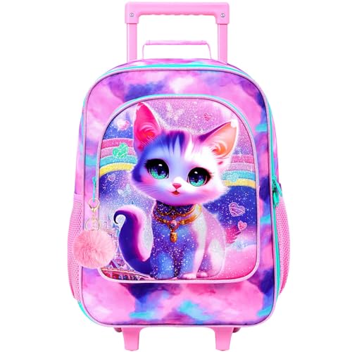 UV Priting Gold-Chained Cat Luggage Pink