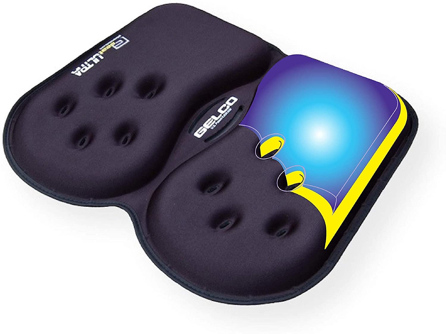 GSeat Ultra Orthopedic Gel & Foam Seat Cushion for Coccyx, Back, Tailbone Pain Relief - Black Ergonomic Support Cushion for Office Chair, Car Seat, Wheelchair & Travel - Helps Sciatica, Prostate & Postnatal Discomfort