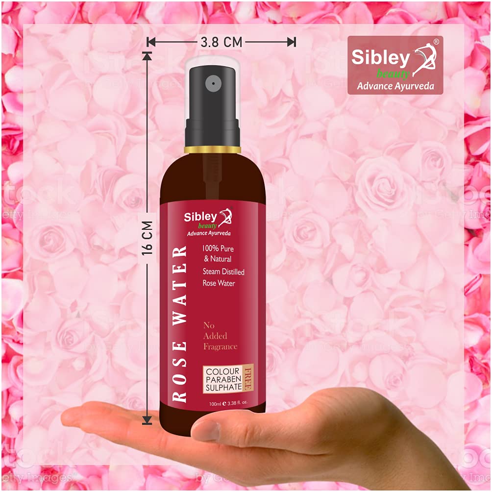 **Sibley Beauty Pure Rose Water Gulab Jal Spray - 100% Steam Distilled Natural Rose Hydrosol (200ml) for Face, Hair & Aromatherapy**