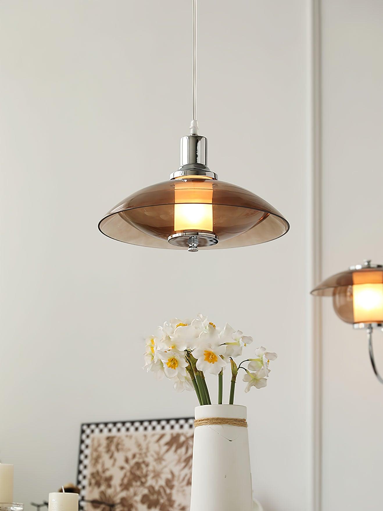 Modern UFO Chrome Pendant Light Fixture - Sleek Hanging Ceiling Lamp for Kitchen Island, Dining Room & Bedroom Decor