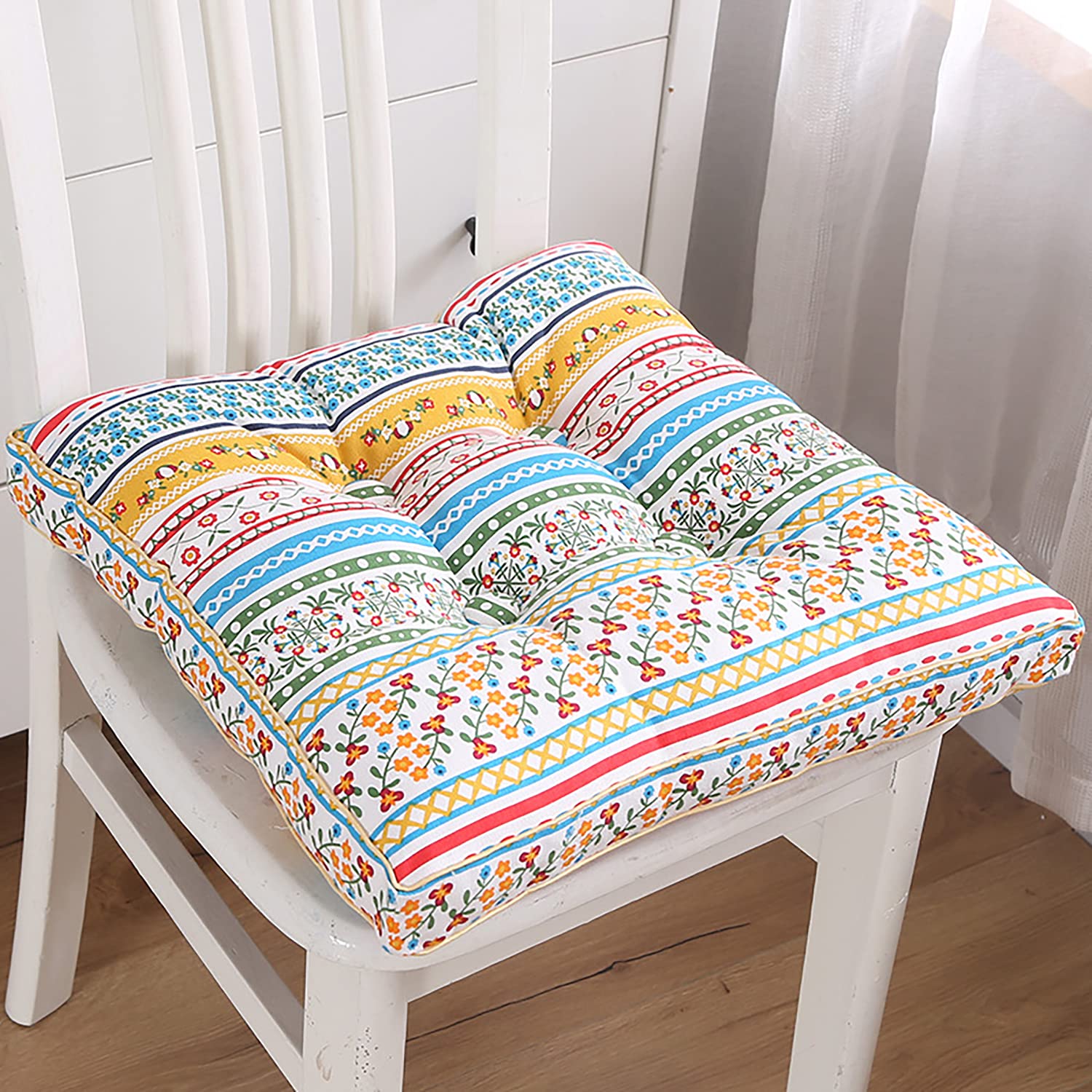 Premium White Outdoor Chair Cushions Set of 2 - Waterproof Patio Furniture Cushions with Ties, Comfortable Dining Chair Pads for Kitchen & Garden Use - Perfect for Backyard, Deck, and Poolside Relaxation