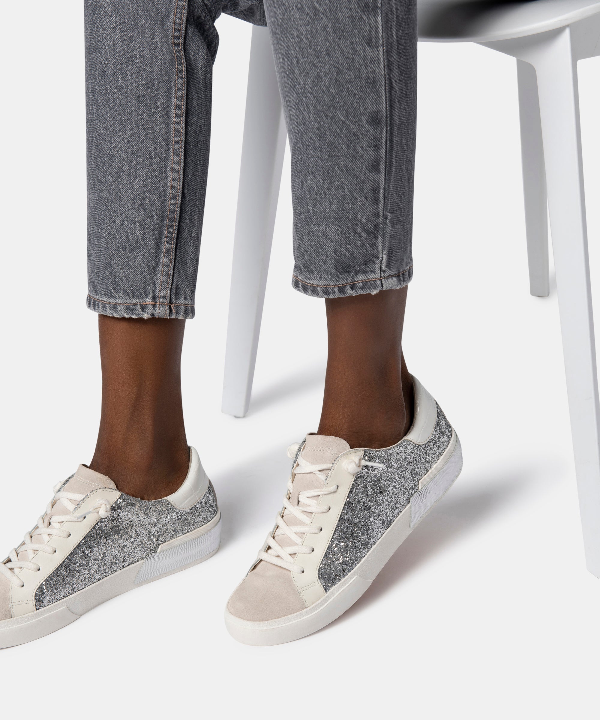 ZINA Women's Silver Glitter Sneakers - Fashionable Comfort for Casual Wear, Gym & Everyday Outfits