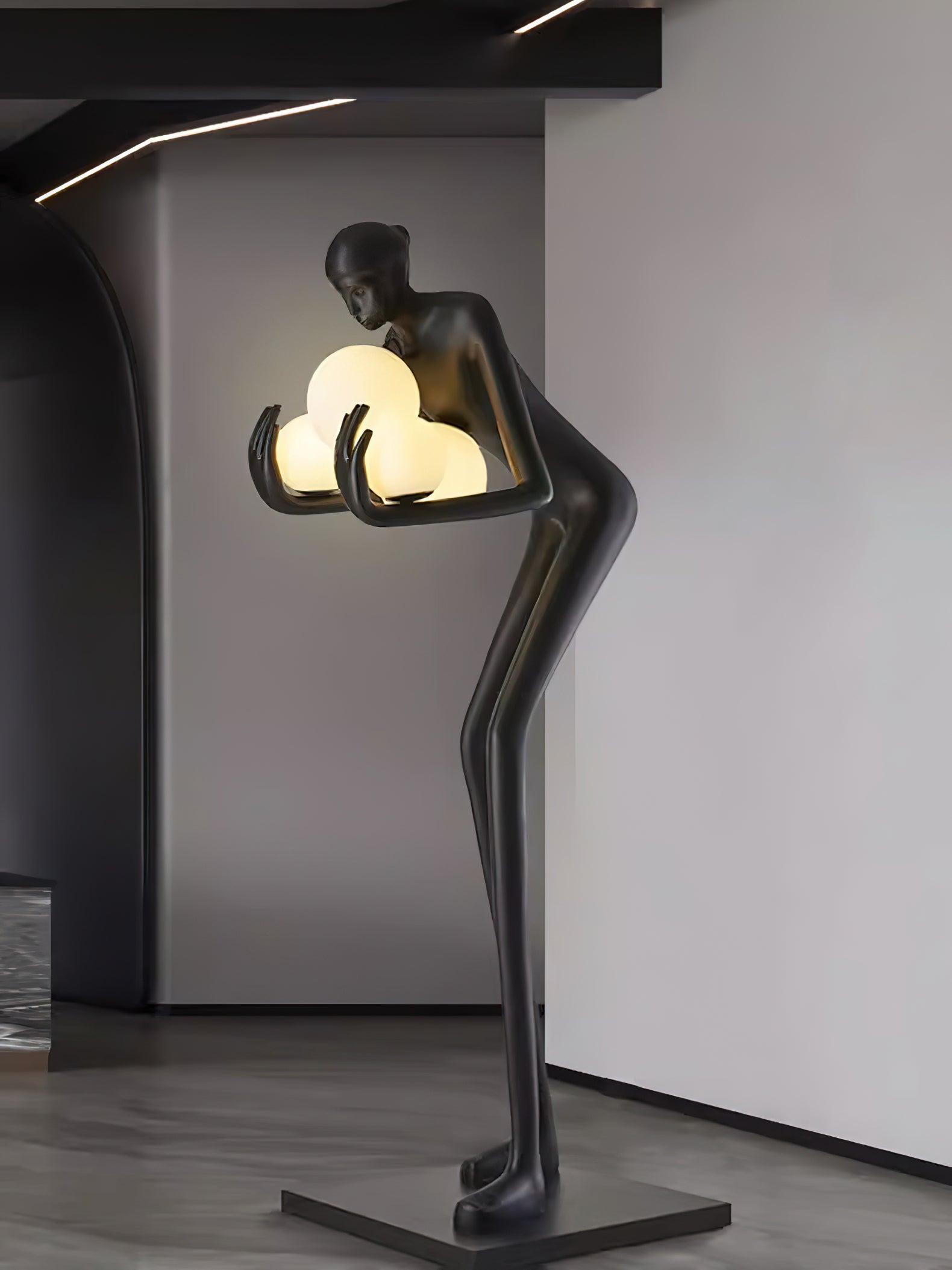 Modern Embrace of Light Sculpture Floor Lamp - Elegant LED Standing Light for Living Room, Bedroom & Office Decor - Perfect Ambient Lighting for Home & Workspace