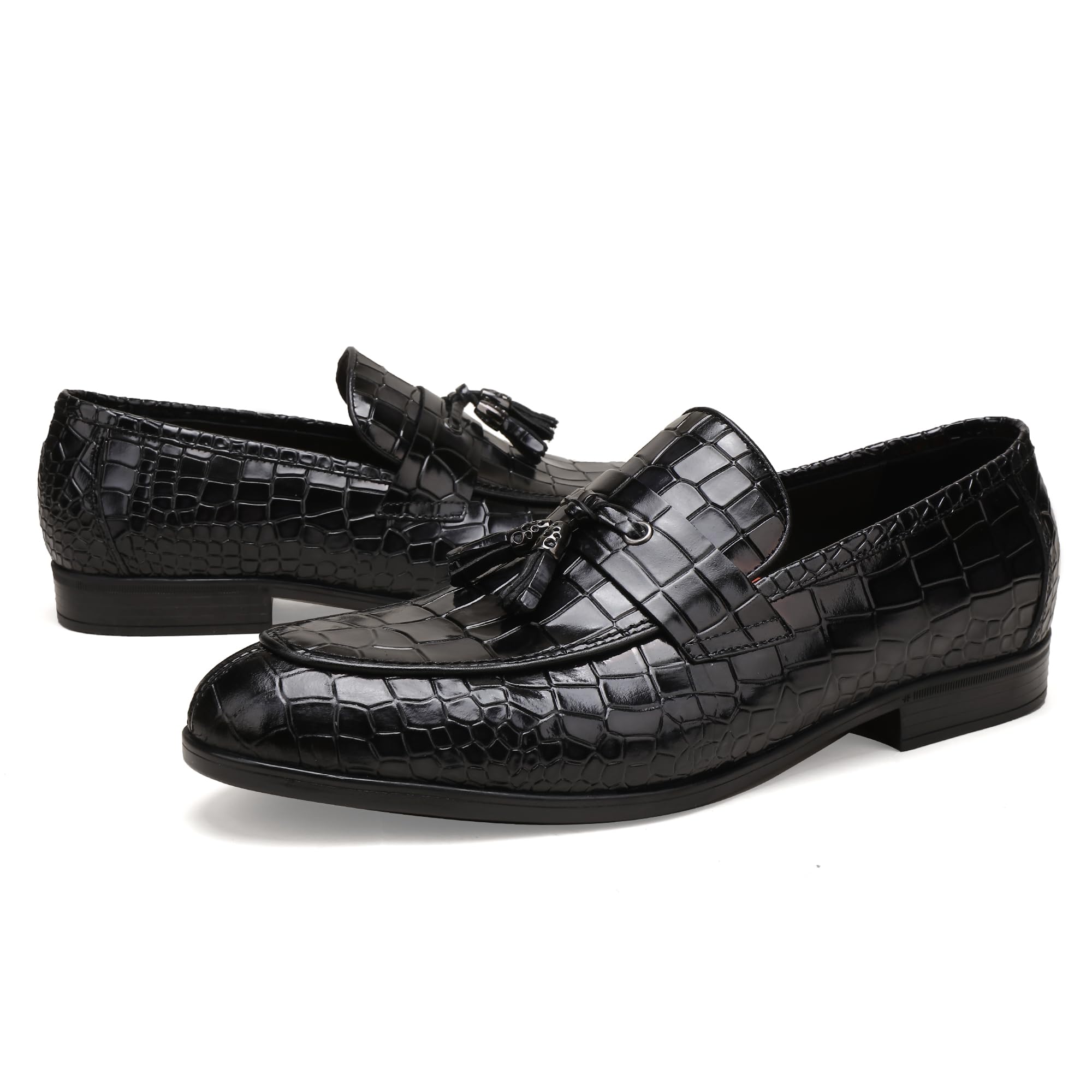 Premium Men's Leather Tassel Loafers - Luxury Slip-On Penny Loafers for Wedding, Party & Formal Occasions - Comfortable Dress Shoes for Business, Cocktail Events & Special Celebrations