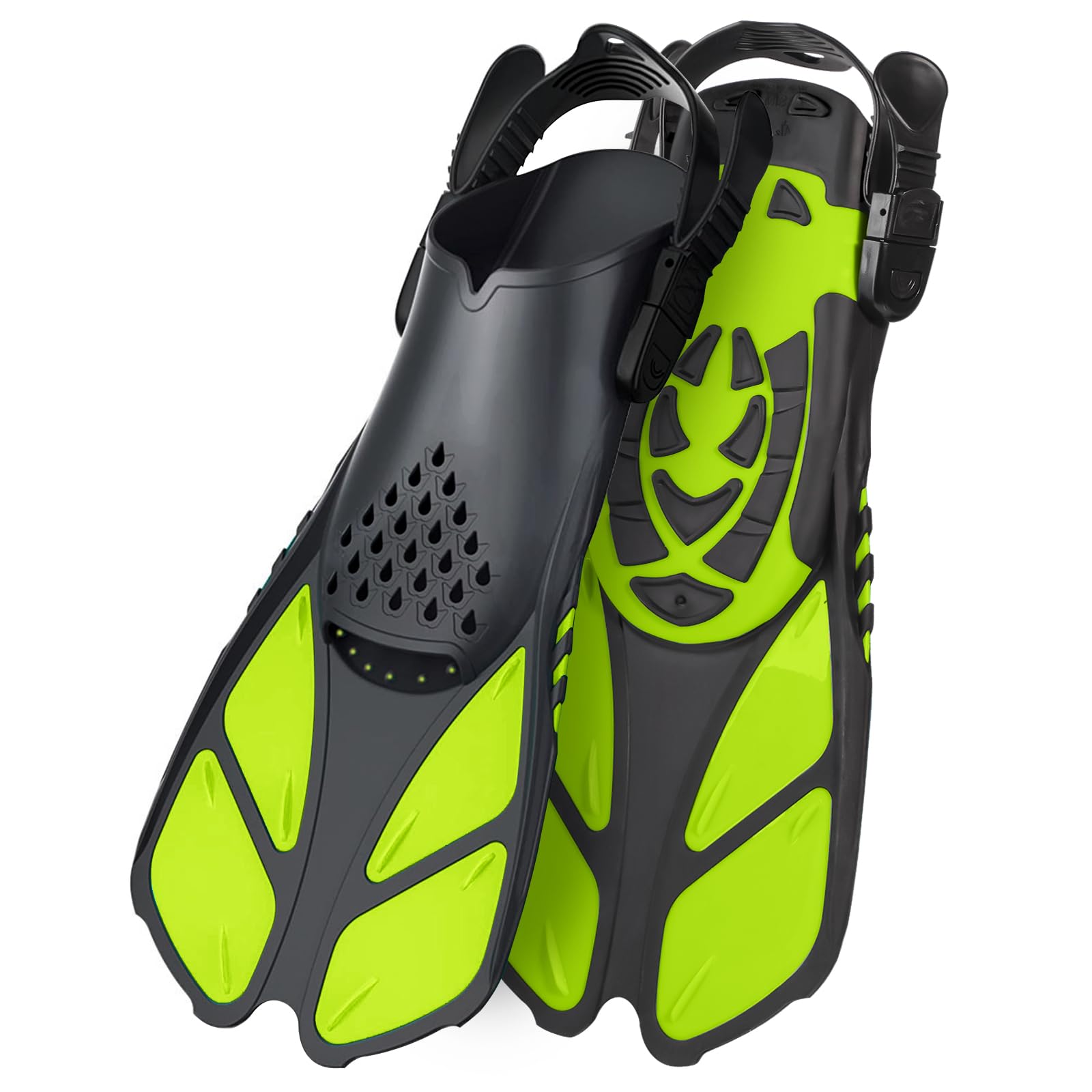 **Best Swim Fins for Snorkeling & Diving - Adjustable Travel Size Short Flippers with Open Heel Design for Men, Women & Kids - Perfect for Pool, Beach & Ocean Adventures**