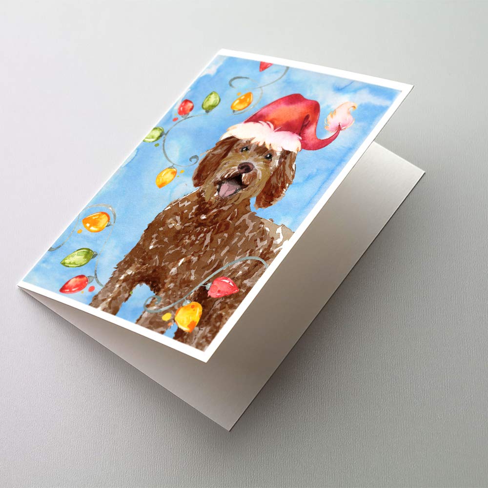 Christmas Lights Labradoodle Greeting Cards - Pack of 8 Blank A7 (5x7) Note Cards with Envelopes | Whimsical Holiday Stationery for Christmas Wishes, Thank You Notes & Festive Correspondence