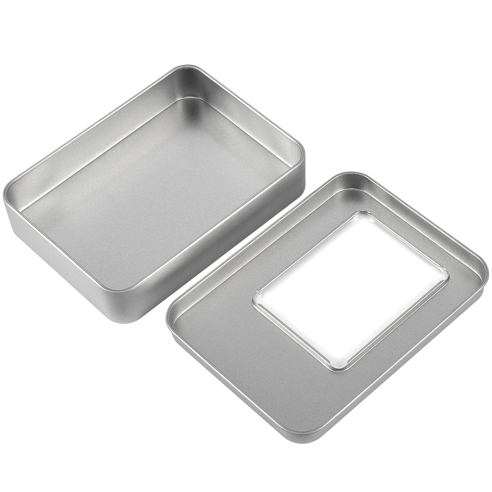 FUNSUEI 24 Pack Empty Rectangular Metal Tins with Lids - 4.5 x 3.5 x 0.8 Inch Small Metal Containers for Candles, Candies, Gifts, Balms, DIY Crafts - Perfect for Home Storage, Party Favors & Handmade Soap Packaging