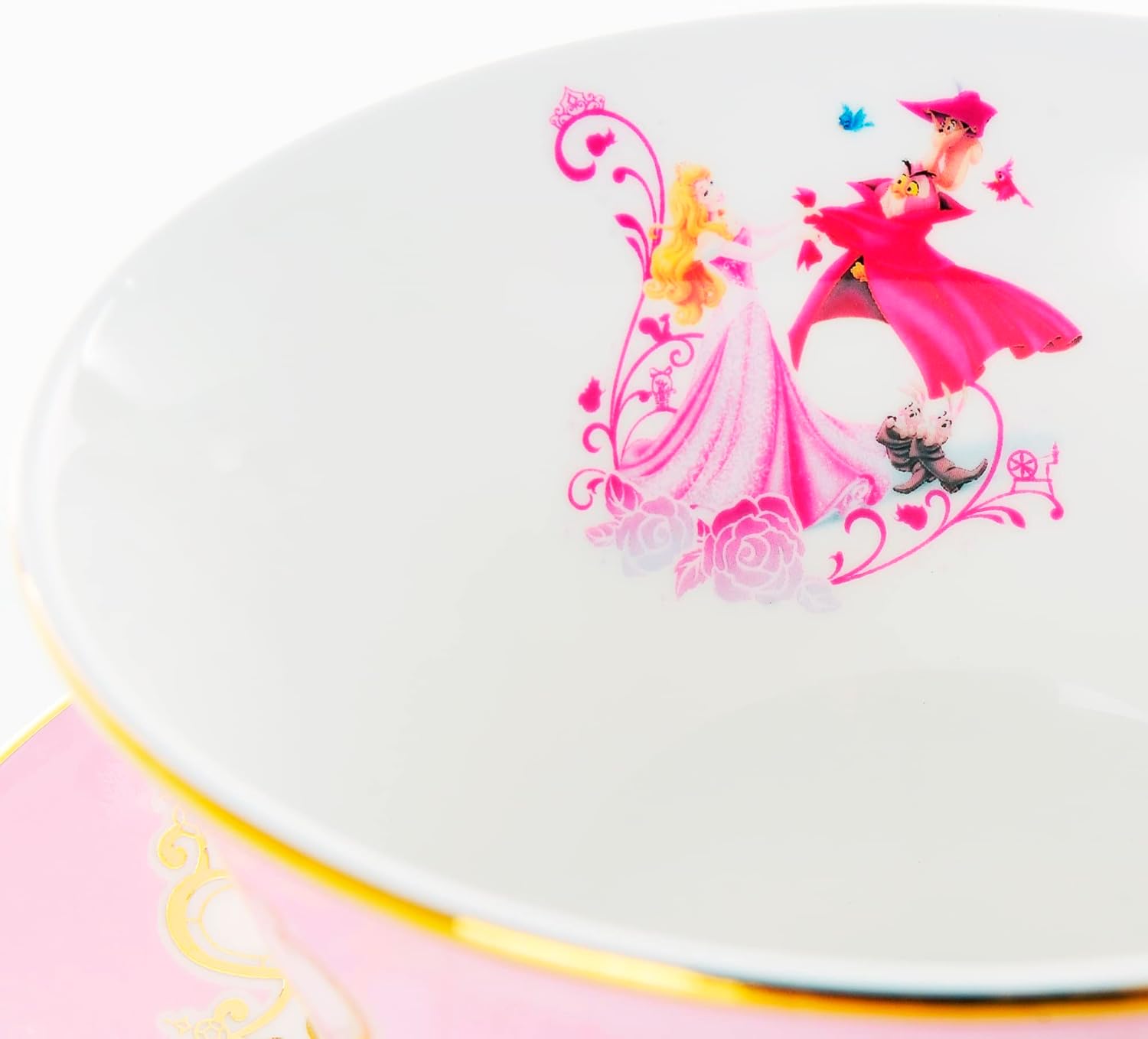 Disney Sleeping Beauty Aurora Bone China Tea Cup and Saucer Set - Elegant English Ladies Tea Party Collection - Perfect for Afternoon Tea, Bridal Showers & Disney Princess Themed Events