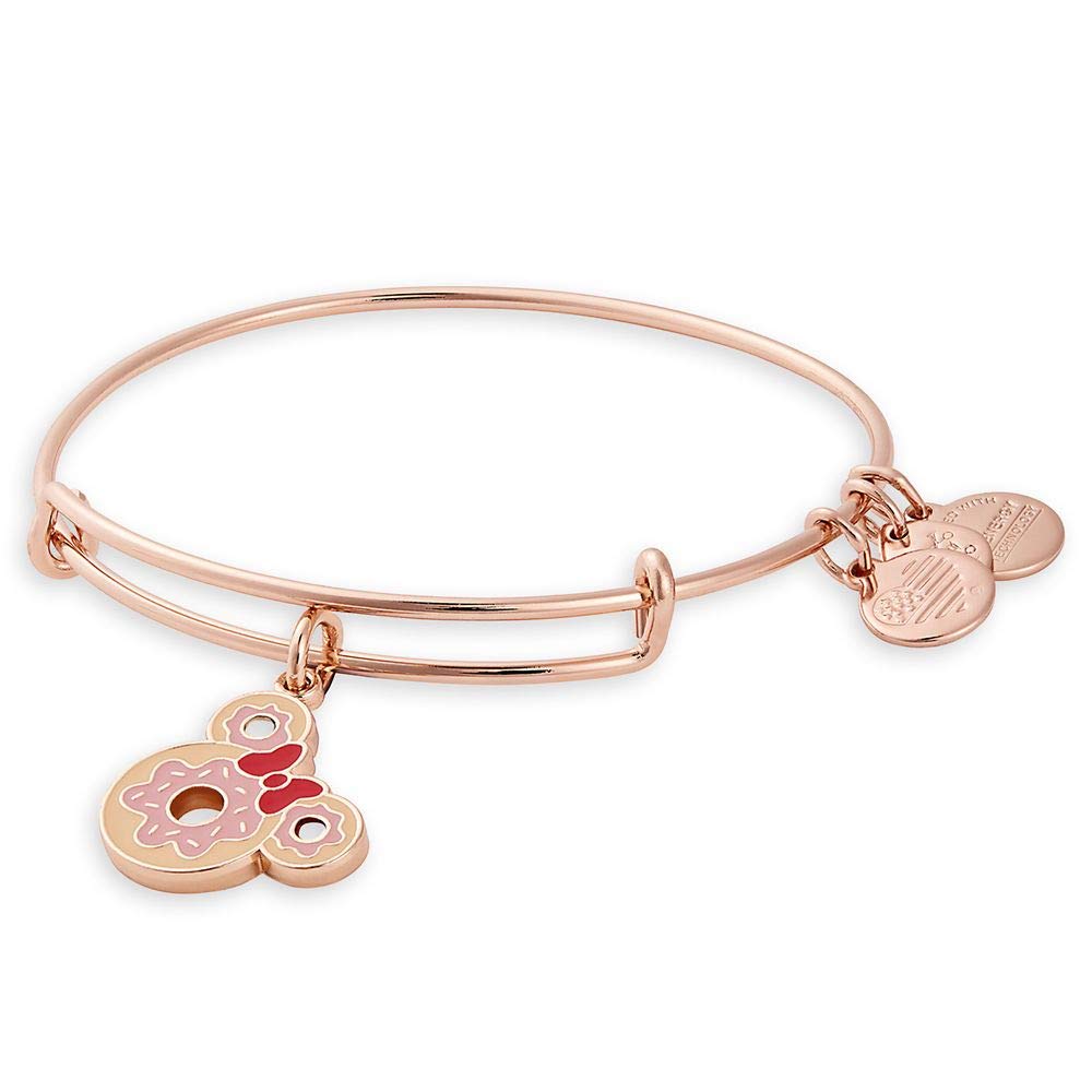 Disney Minnie Mouse Rose Gold Donut Charm Bangle Bracelet for Women - Perfect Gift for Disney Fans, Birthday, Anniversary & Everyday Wear