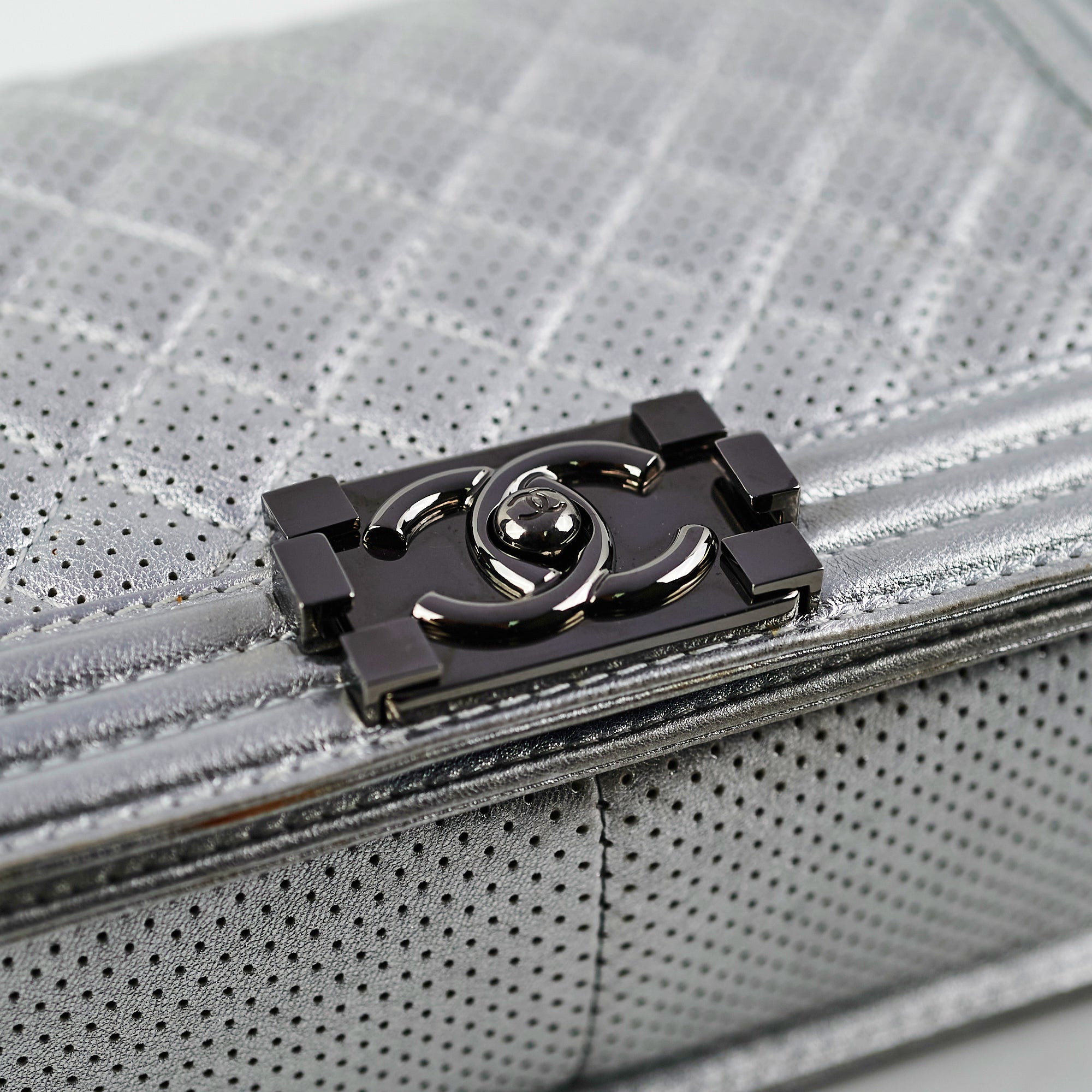 Authentic Chanel Old Medium Boy Bag in Silver - Luxury Crossbody Handbag for Women, Perfect for Evening Parties & Special Occasions