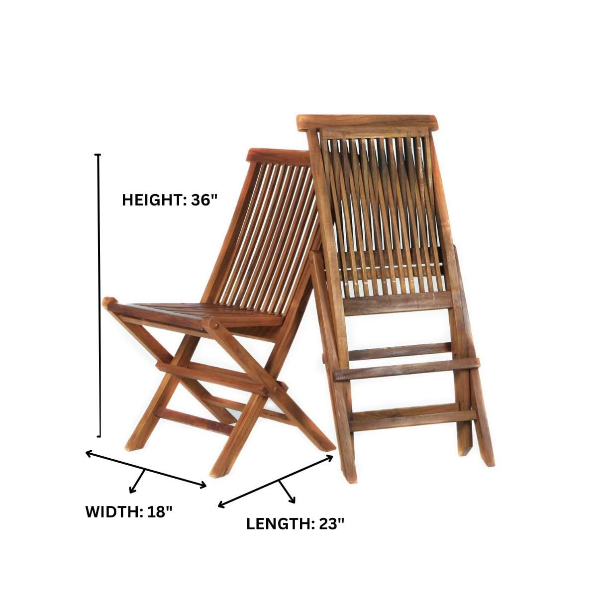 Premium 3-Piece Teak Bistro Set - Folding Table & Chairs for Outdoor Dining | All-Weather Indonesian Teak Patio Furniture with Brass Hardware (26
