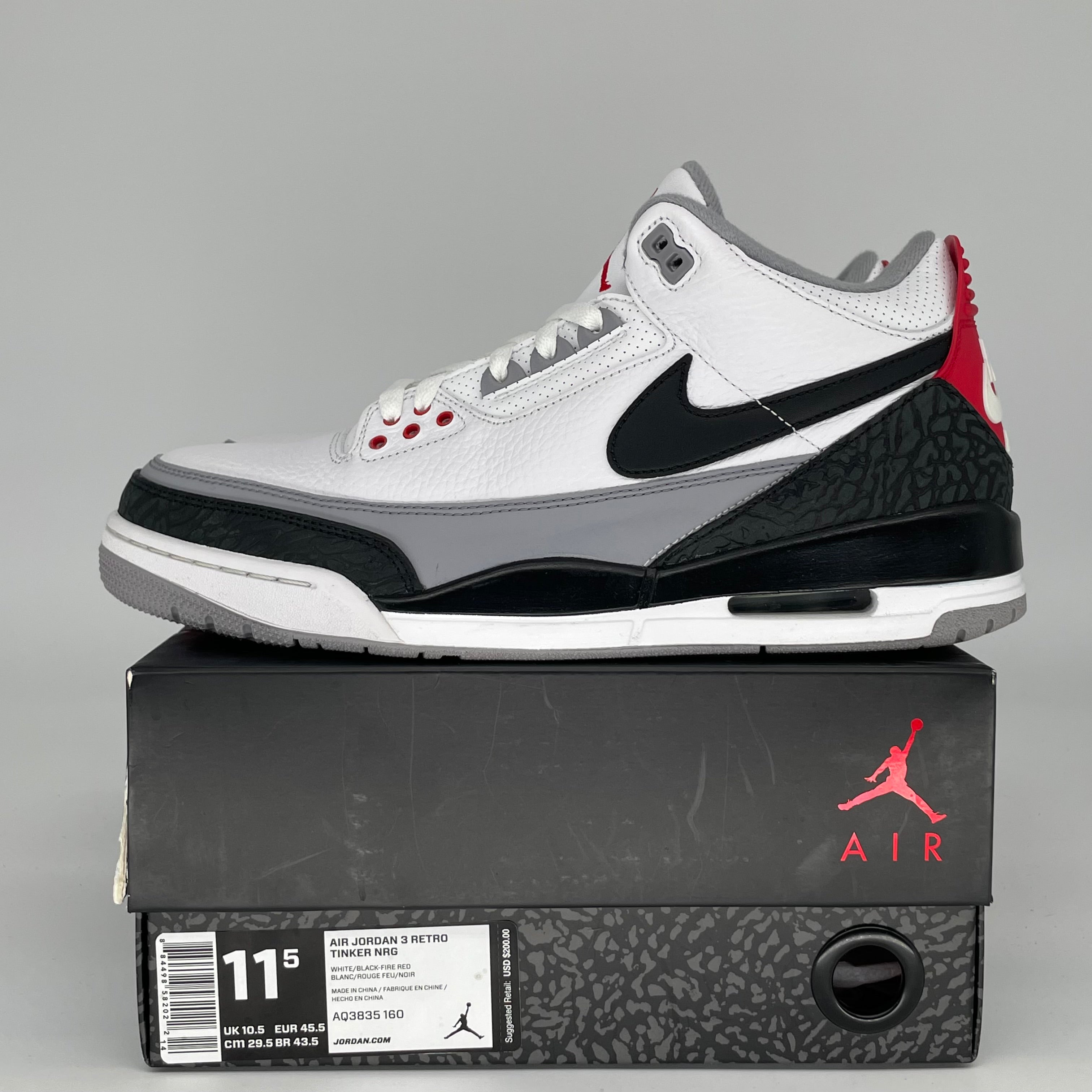 AIR JORDAN 3 Tinker Hatfield Sneakers Men's Size 11.5 - AQ3835-160 | Retro Basketball Shoes for Running, Gym & Streetwear Fashion