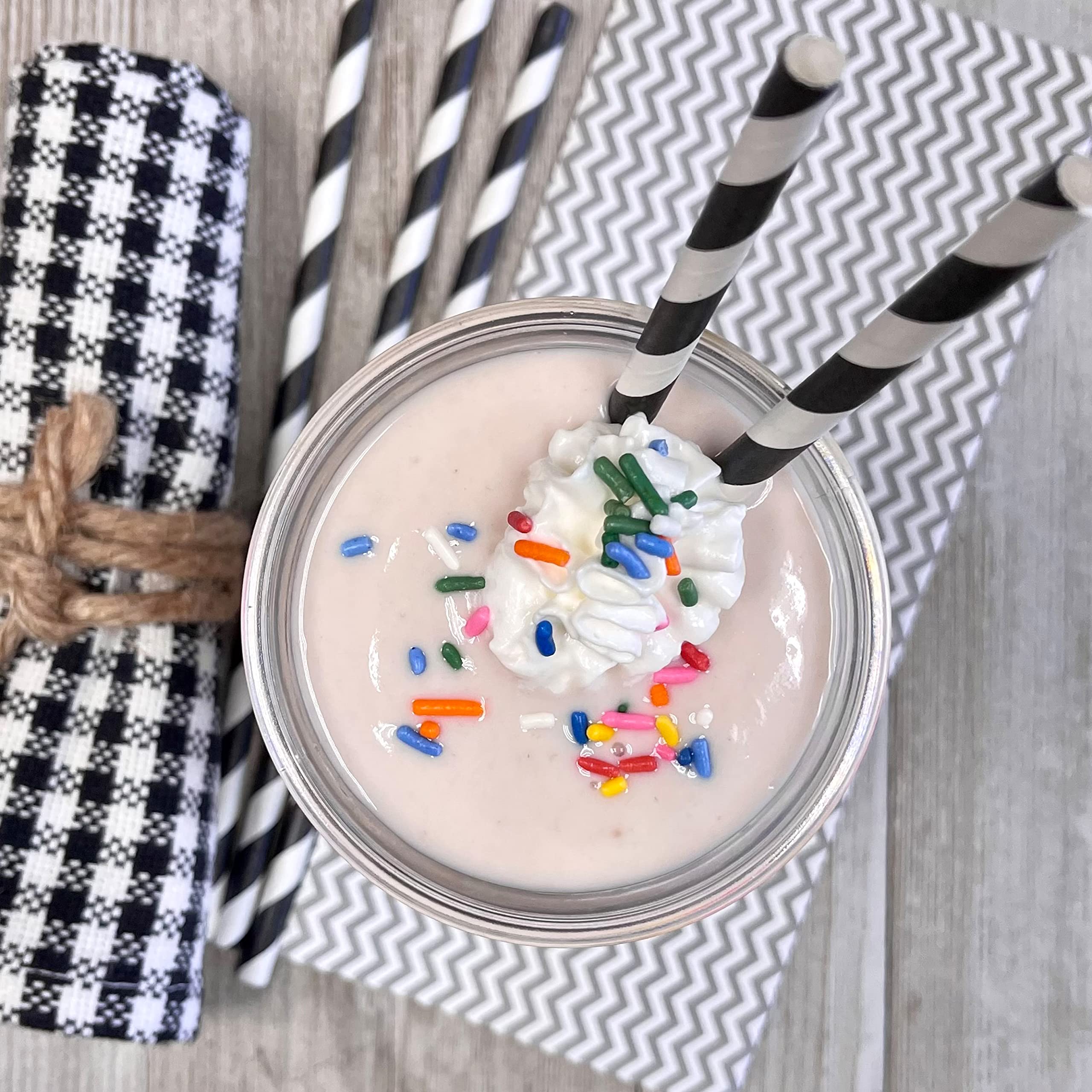 Eco-Friendly Black & White Stripe Paper Straws 7.75