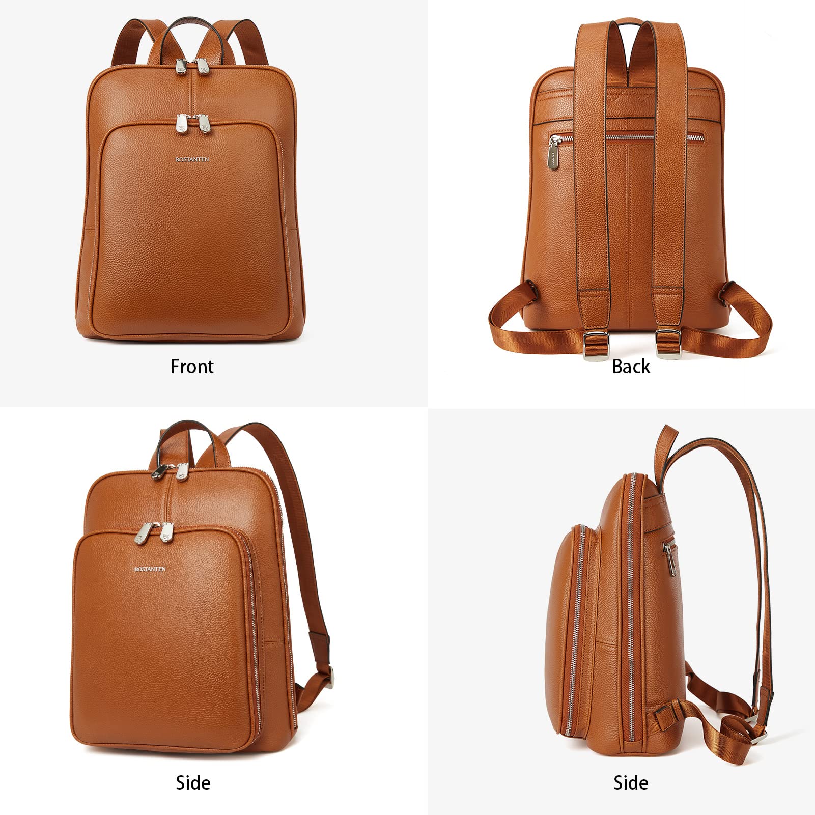 BOSTANTEN Genuine Leather Backpack Purse for Women - Stylish Laptop Backpack, College School Bag, Travel Carry On - Perfect for Work, Commuting & Daily Use