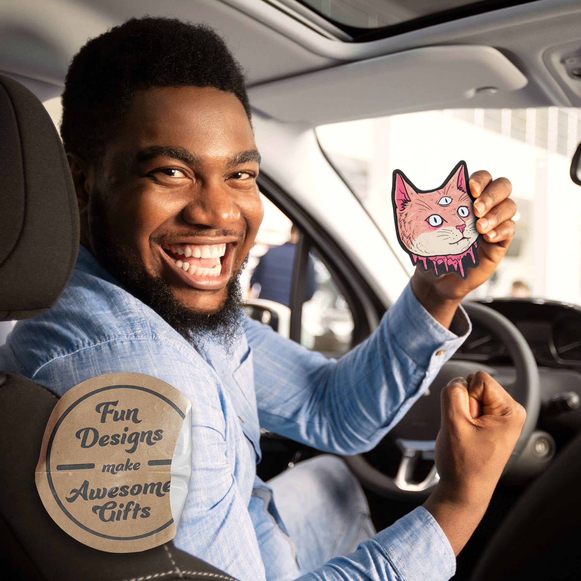 Funny Dog Car Air Freshener with Essential Oils - Cute Pet Scented Hanging Decor for Cars, Home & Office - Eliminates Odors (Cat Lover Version)