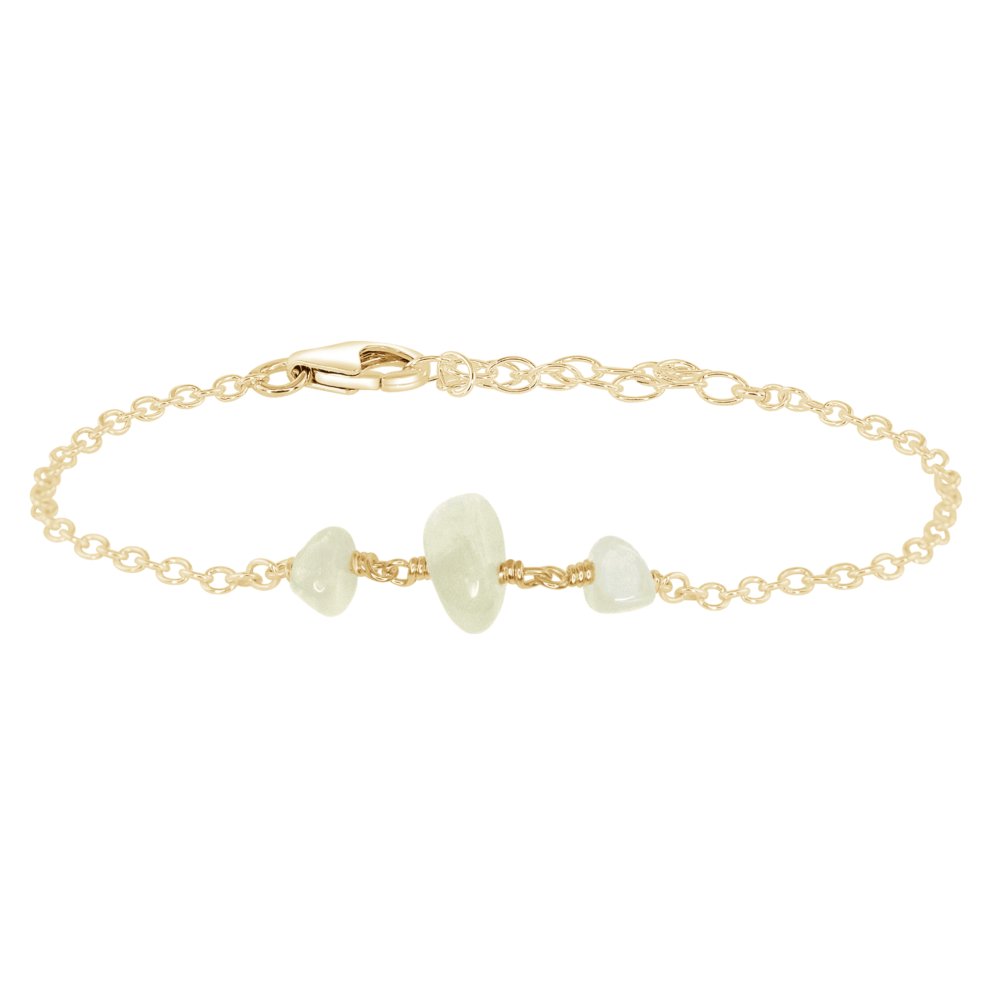 Elegant White Moonstone Beaded Chain Bracelet for Women | Healing Crystal Jewelry | Perfect for Yoga, Meditation & Boho Fashion