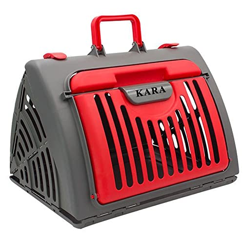 RTSFKFS Pet Travel Carrier - Durable Plastic Dog & Cat Transport Crate for Airplane, Car, Vet Visits - Puppy Kennel Cage with Ventilation (Red) - Perfect for Road Trips, Vet Appointments & Air Travel