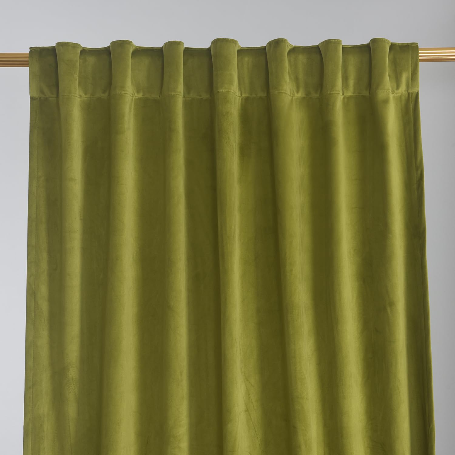 Olive Green Velvet Curtains 52 Inches Wide x 108 Inches Long - Luxurious Window Drapes for Living Room & Bedroom