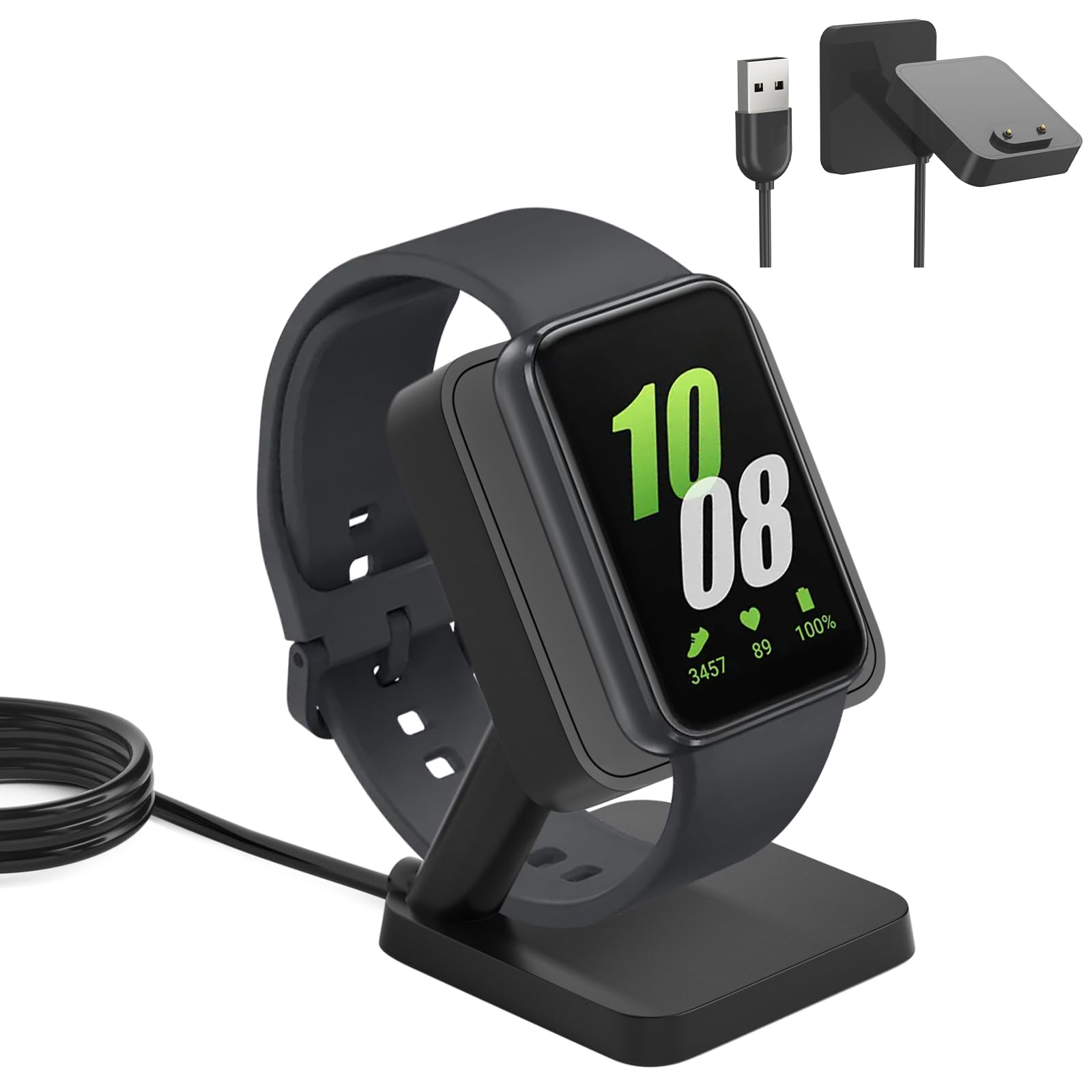 Samsung Galaxy Fit 3 Magnetic Charger Dock Stand - Fast Charging Cable & Dock for SM-R390 | Replacement Accessory (Black) | Perfect for Home, Office & Travel Use