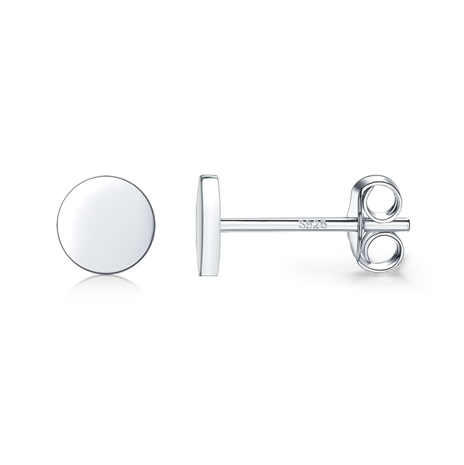 925 Sterling Silver Minimalist Dot Stud Earrings - Hypoallergenic Tiny Round Disc Earrings for Cartilage & Tragus Piercing (2mm 3mm 4mm 5mm) | Perfect Dainty Jewelry Gift for Women & Men | Everyday Wear, Office Style & Special Occasions