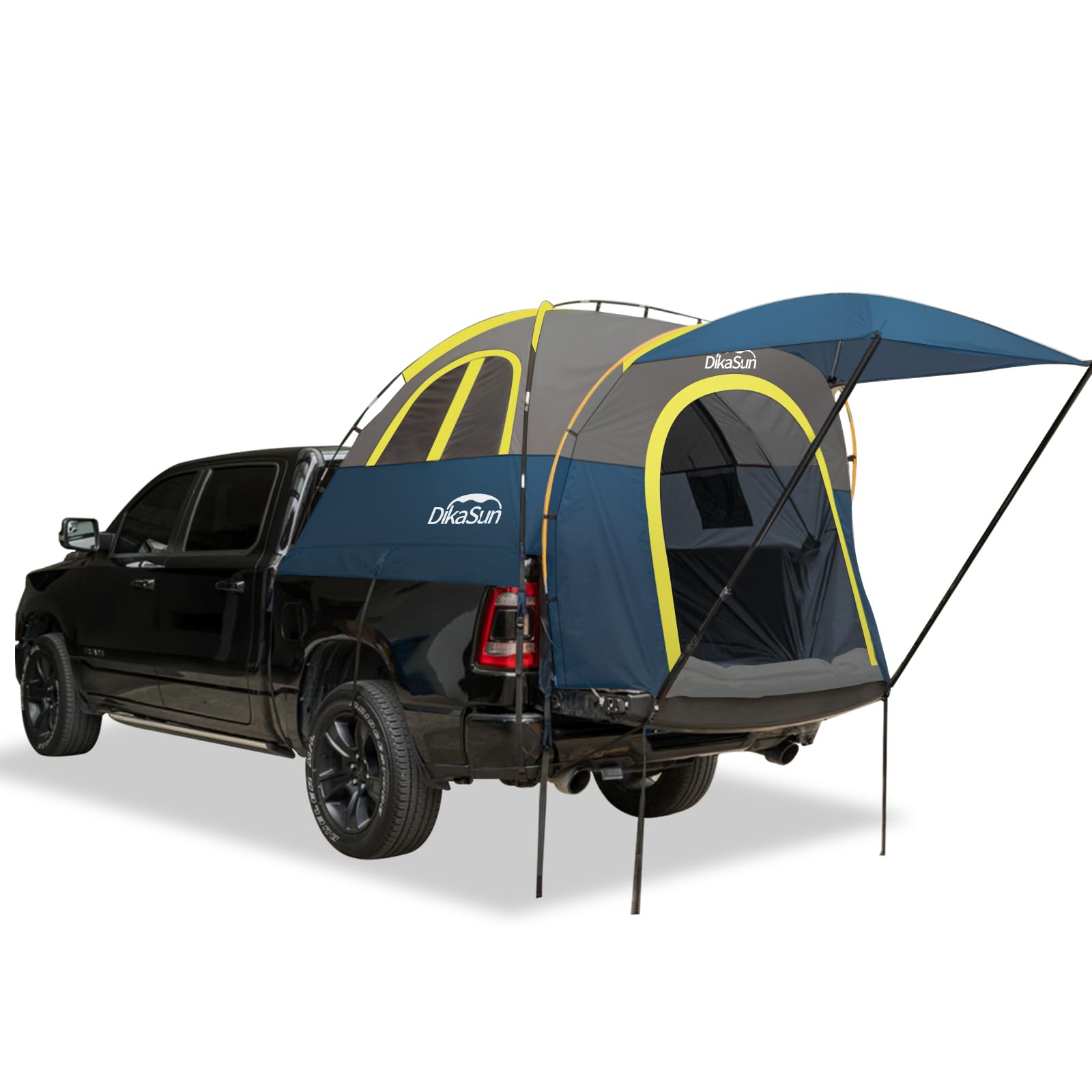 5.5-8ft Truck Bed Tent with Awning - Waterproof Double Layer PU3000 Camping Tent for 2 Person - 3 Season Outdoor Shelter for Pickup Trucks - Perfect for Camping, Road Trips & Outdoor Adventures