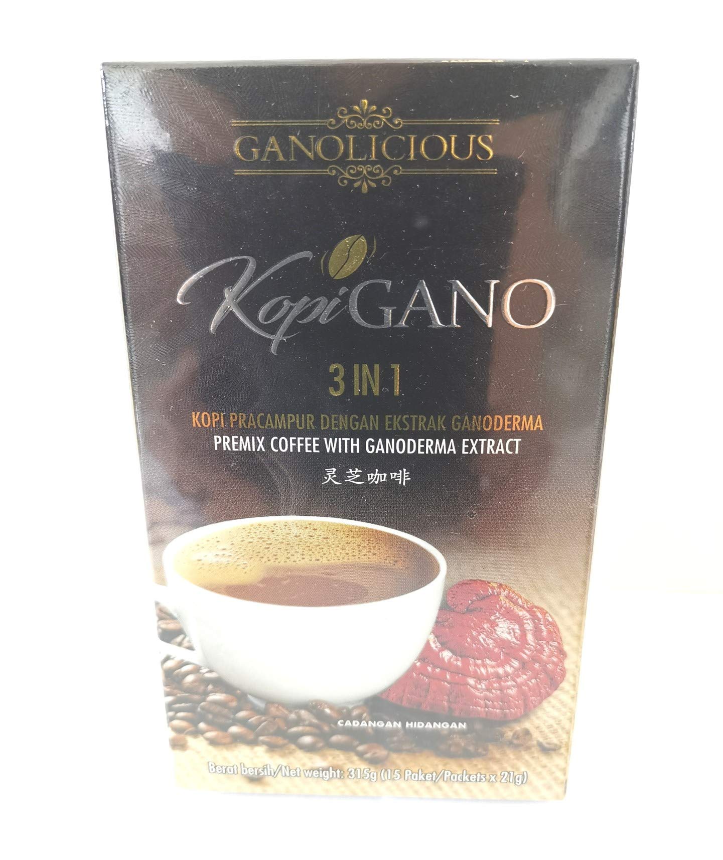 Gano Excel 20-Pack Ganoderma 3-in-1 Coffee - Premium Reishi Mushroom Coffee Blend for Energy & Immunity Boost - Perfect for Morning Routine, Office Work & Wellness Lifestyle