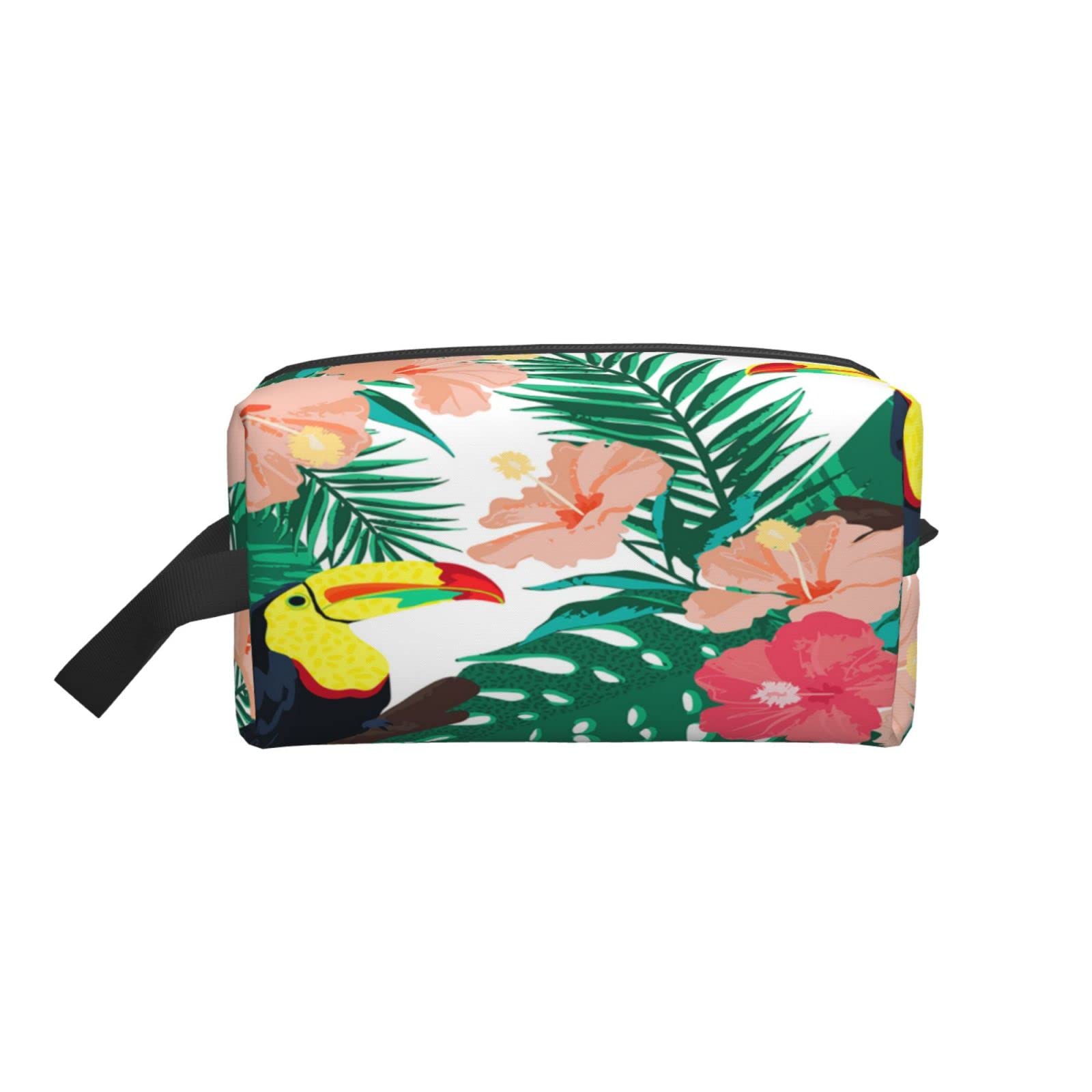 Black Toucans Toiletry Bag - Hawaiian Style Travel Cosmetic Pouch for Women & Men - Perfect for Beach Vacations & Gifts