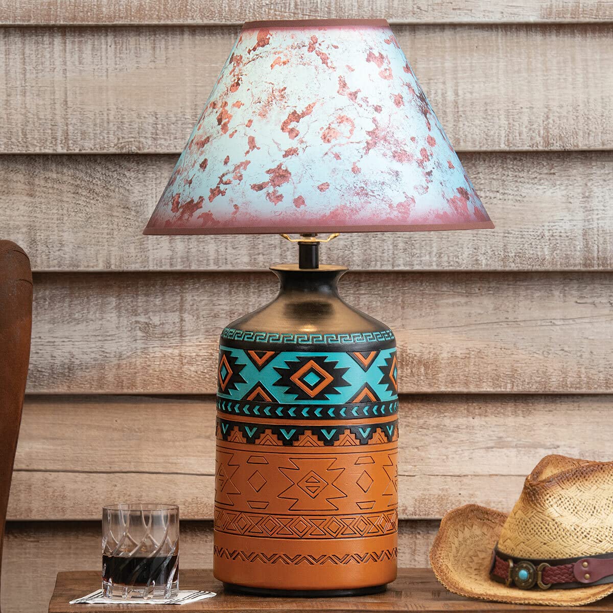 BLACK FOREST DECOR Tribal Skies Table Lamp - Modern Boho Bedside Lighting for Living Room, Bedroom & Office - Clearance Sale