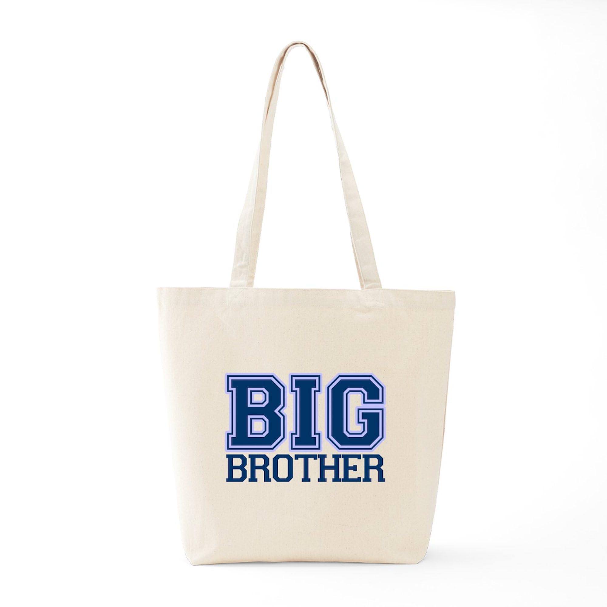 Big Brother Varsity Tote Bag - Natural Canvas Reusable Shopping Bag for School, Groceries & Beach | Eco-Friendly Cotton Tote with Durable Handles