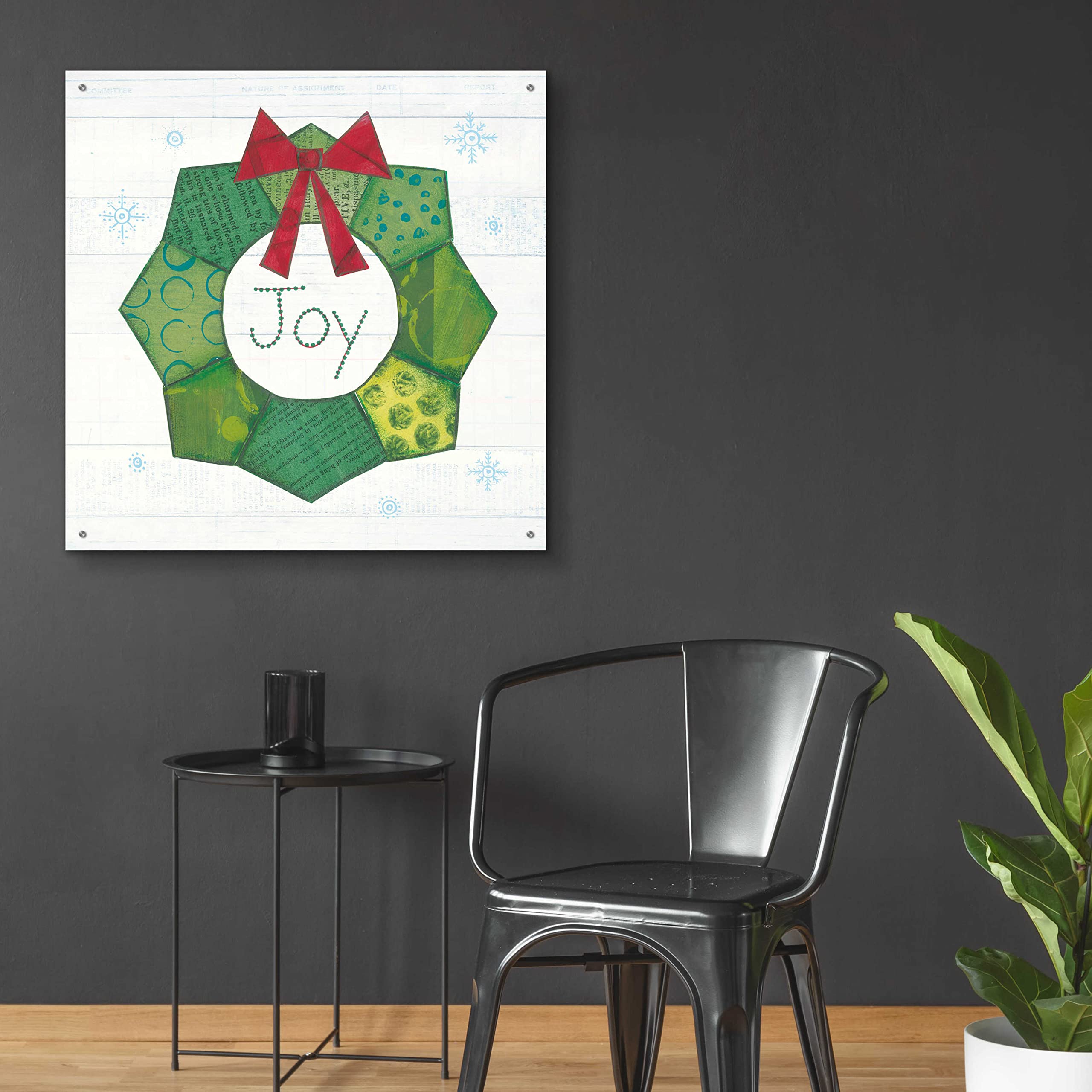 Epic Art 'Christmas Patchwork II' by Courtney Prahl - 36x36 Inch Acrylic Glass Wall Decor - Holiday Home Decoration for Living Room, Bedroom & Office