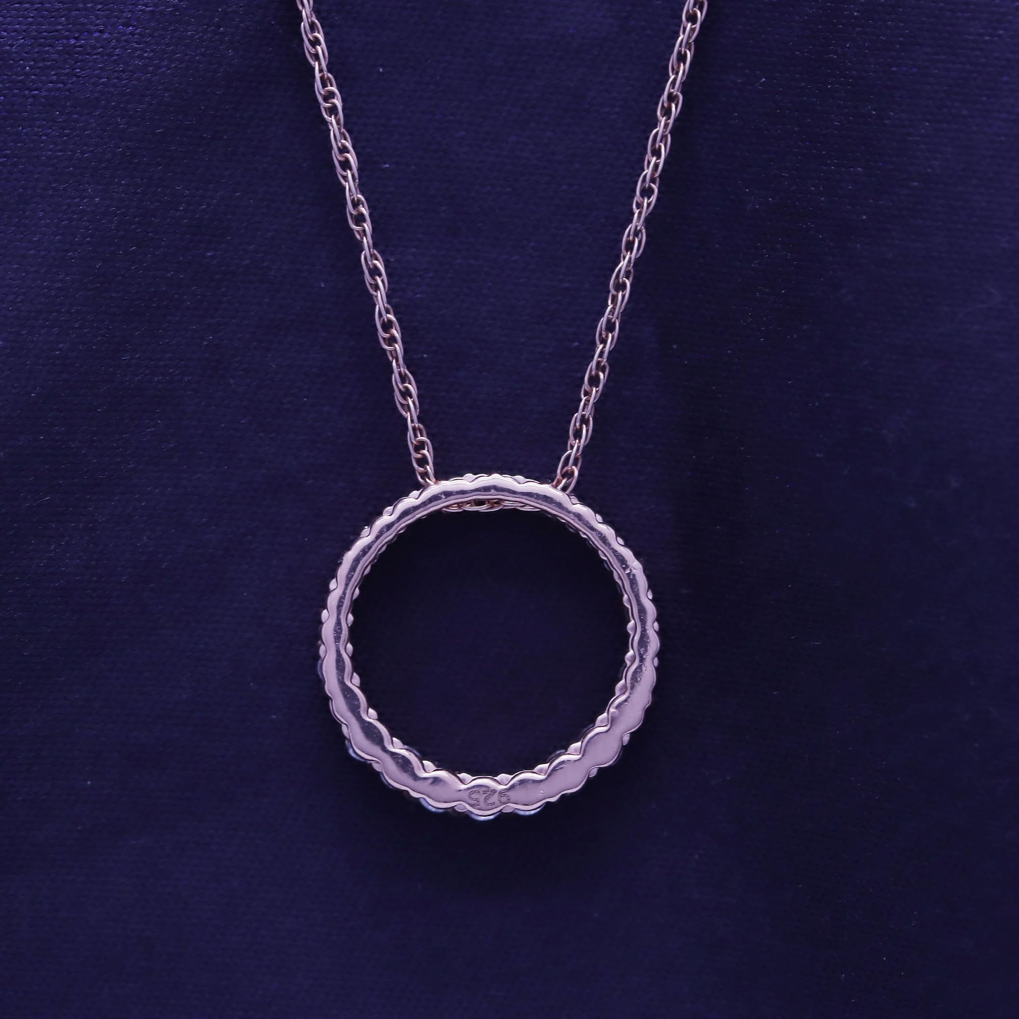 14K Gold Over Sterling Silver Circle Pendant Necklace with 0.33 Ct Natural Diamond Halo - Solitaire Eternity Pendant Choker for Women | Elegant Everyday Jewelry & Gift for Anniversary, Birthday, Valentine's Day