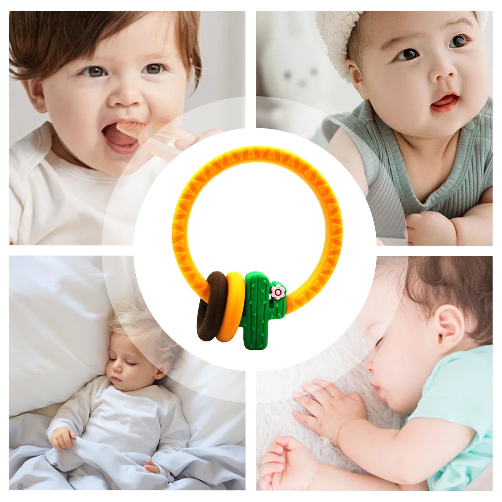 Best Baby Teether Toys - Interactive Chew Teething Toys for Infants | Silicone Sensory Teething Bracelet with Soft Pumpkin & Cactus Design | Dishwasher Safe for Easy Cleaning - Perfect for Soothing Sore Gums at Home or On-the-Go