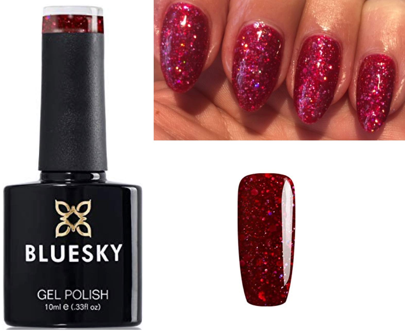 Bluesky Gel Nail Polish - Pink Glitter Fuchsia Diamond (BLZ59) 10ml | UV LED Soak Off | Long Lasting & High Shine | Perfect for Manicures, Pedicures & Nail Art Designs