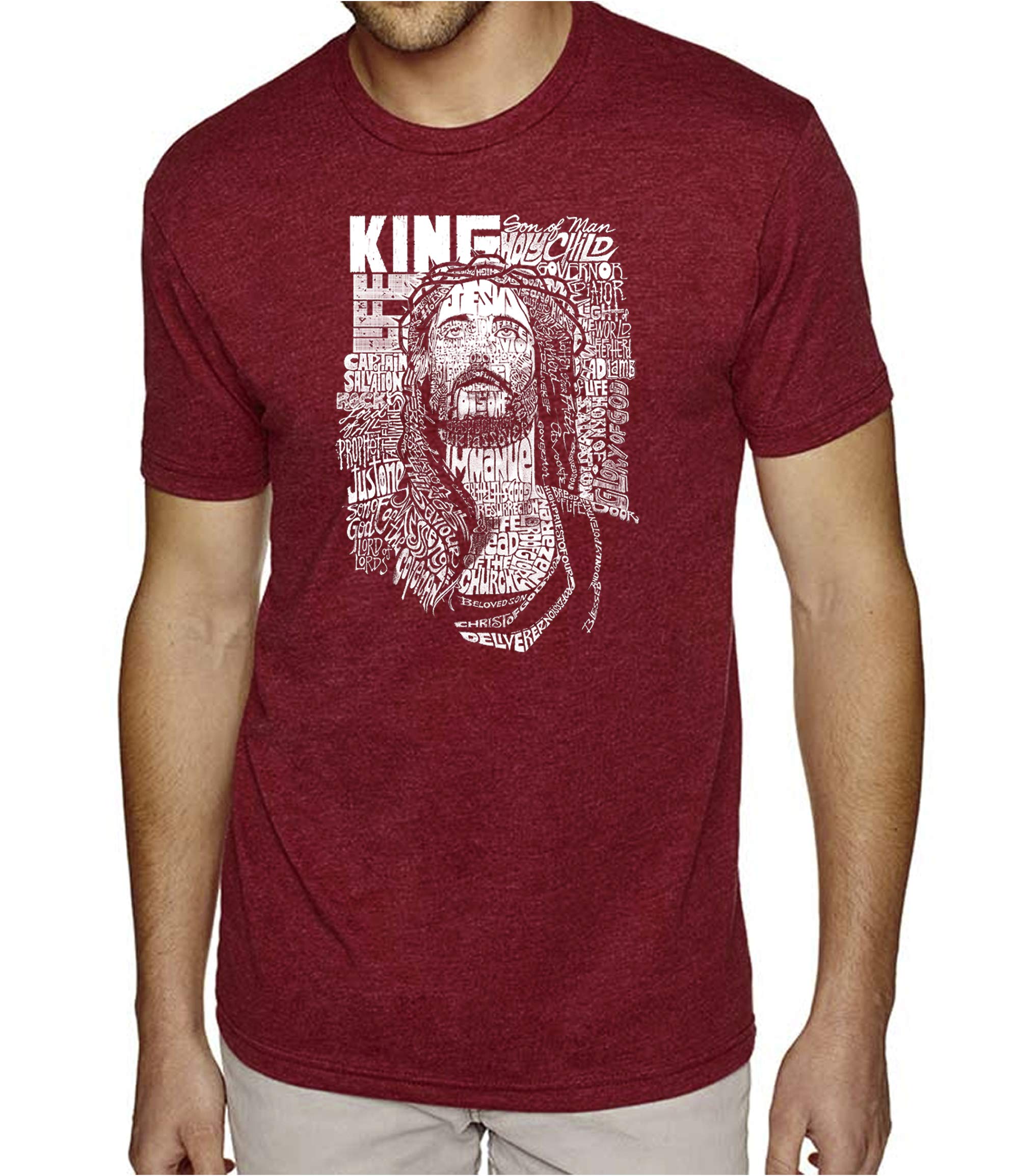 LA POP ART Men's Premium Blend Word Art T-Shirt - Jesus Christ Graphic Tee | Christian Faith Inspired Casual Wear | Church, Bible Study & Everyday Outfit