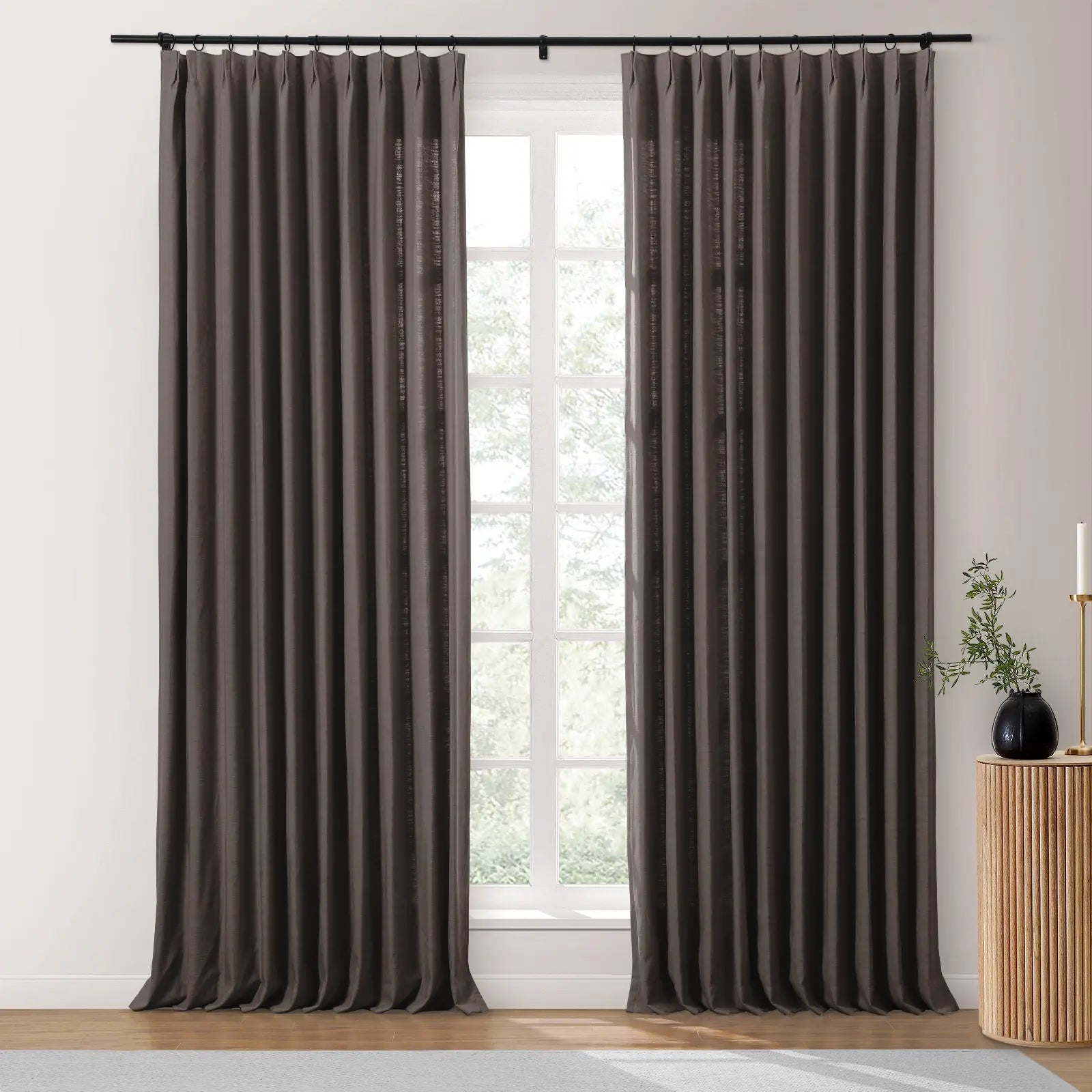 Isabella Heavyweight Cotton Blackout Curtains - Thermal Insulated Pleated Drapes for Living Room & Bedroom - Noise Reducing & Energy Saving Home Decor