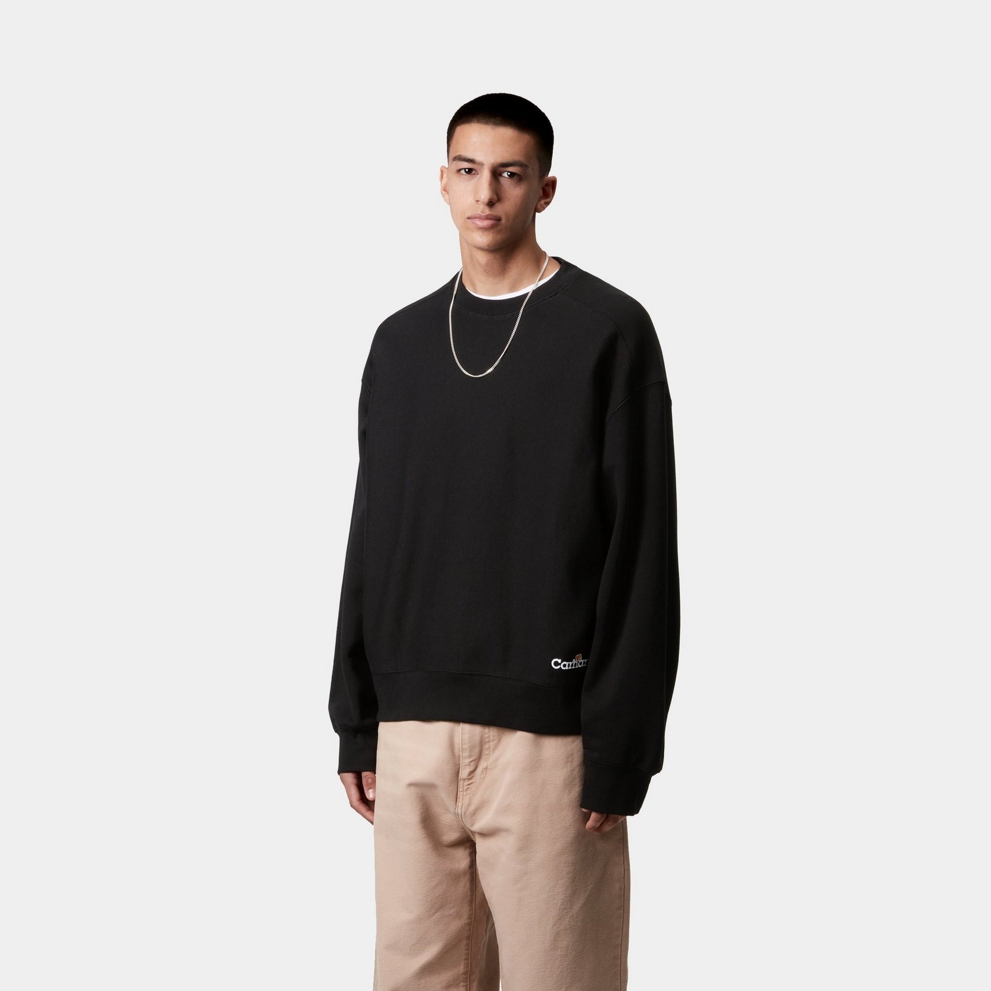 Label Script Sweatshirt for Women | Black Pullover Hoodie - Cozy Casual Wear for Fall & Winter | Perfect for Lounge, Streetwear, and Everyday Outfits