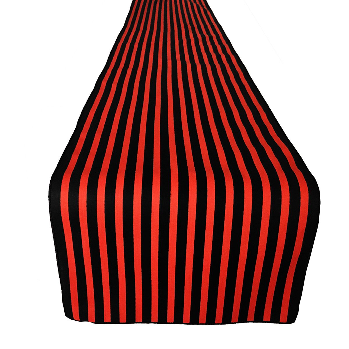 Black and Red Striped Poly Cotton Table Runner - 1/2 Inch Wide, 12