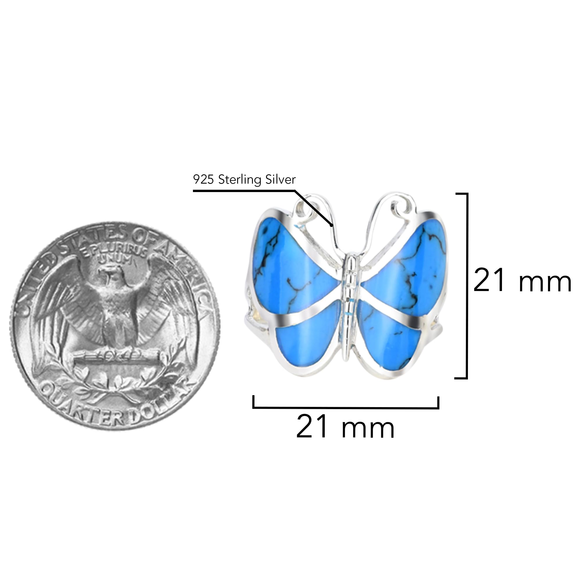 AeraVida Blue Turquoise Butterfly Sterling Silver Ring for Women | .925 Silver Statement Ring | Elegant Wedding, Casual & Gift Jewelry | Comfort Fit Sizes 6-11 | Perfect for Bridal, Anniversary & Everyday Wear