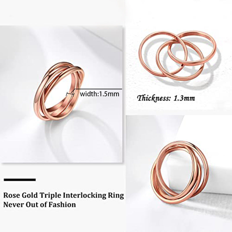 3-Piece Rotating Anxiety Relief Rings for Women - Couple Matching Geometric Jewelry Set, Stress Relief Fidget Spinner Rings for Adults - Perfect for Gifts, Therapy, and Everyday Wear