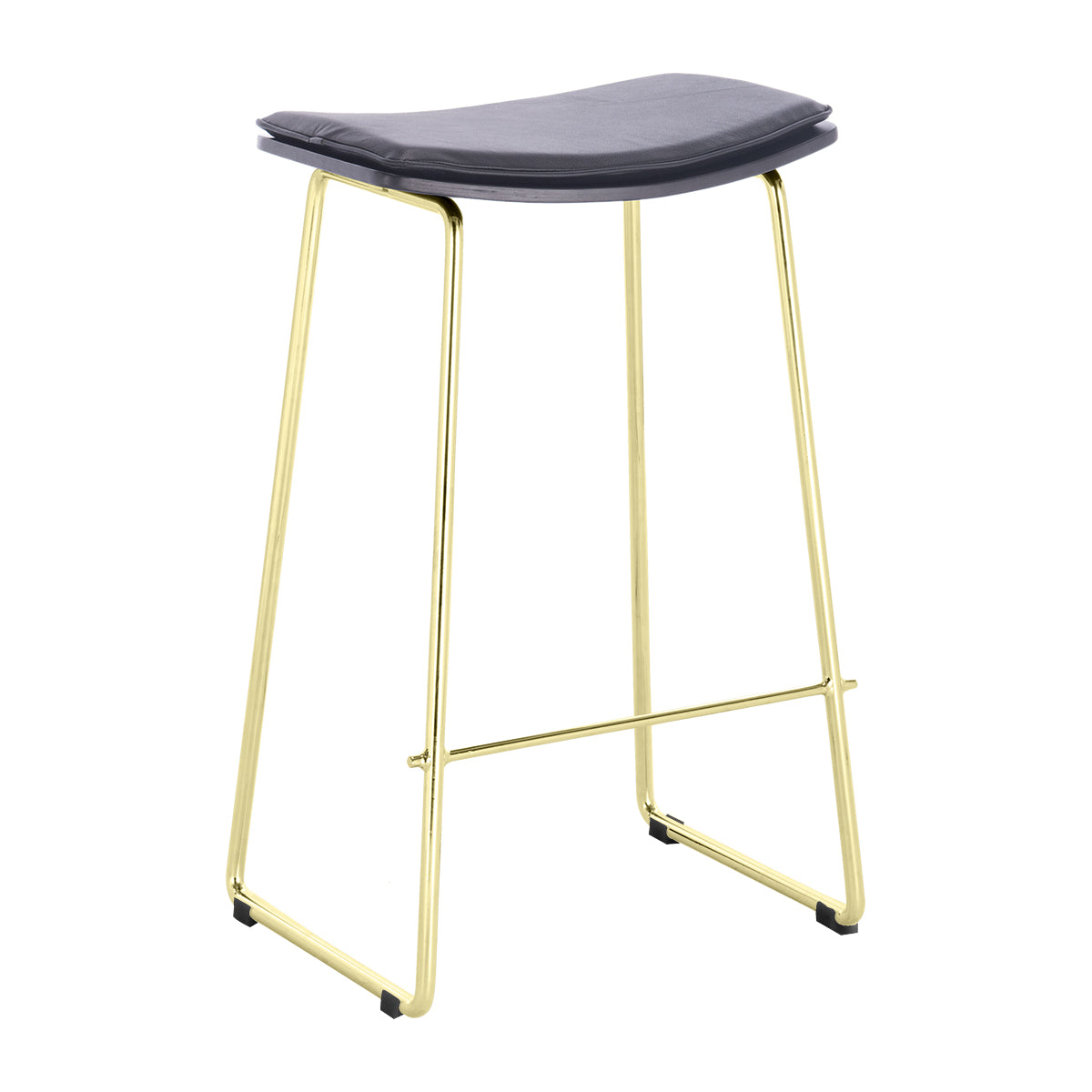 Hendrix Black Leather Backless Bar Stool - Modern Kitchen Counter Stool for Home, Bar & Restaurant Decor