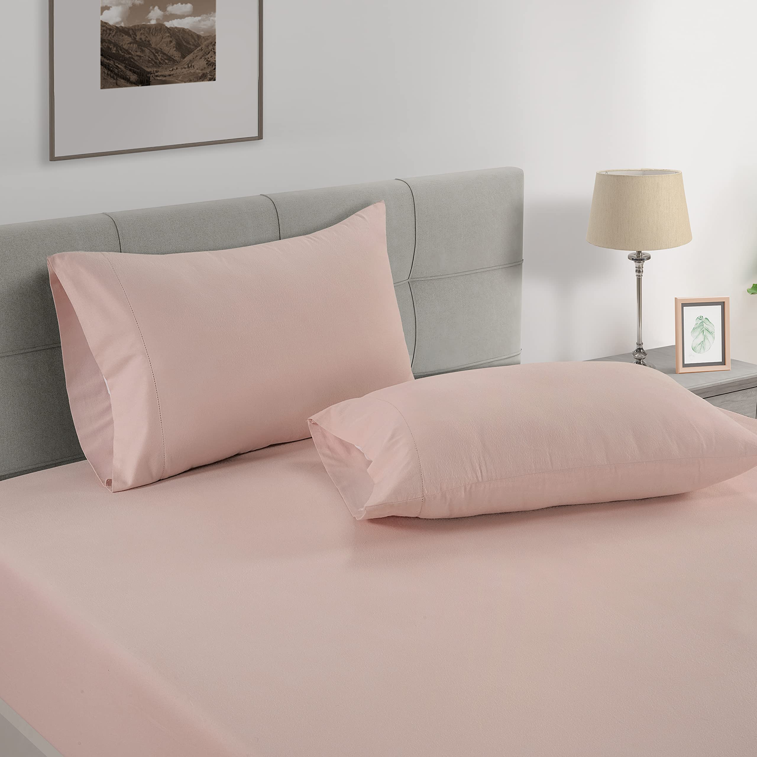100% Organic Cotton Queen Size Fitted Sheet - Soft, Breathable & Eco-Friendly - Fully Elasticized with French Seams for Secure Fit - Perfect for Bedrooms, Guest Rooms & Vacation Homes - Includes Matching Pillowcases (Sepia Rose)