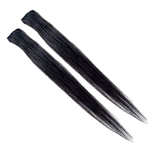 Premium Morges Seamless Hair Extensions for Women - 16 Inch Clip-In Human Hair Extensions (2-Piece Set, Natural Black) for Styling, Volume & Length - Perfect for Parties, Weddings & Daily Wear