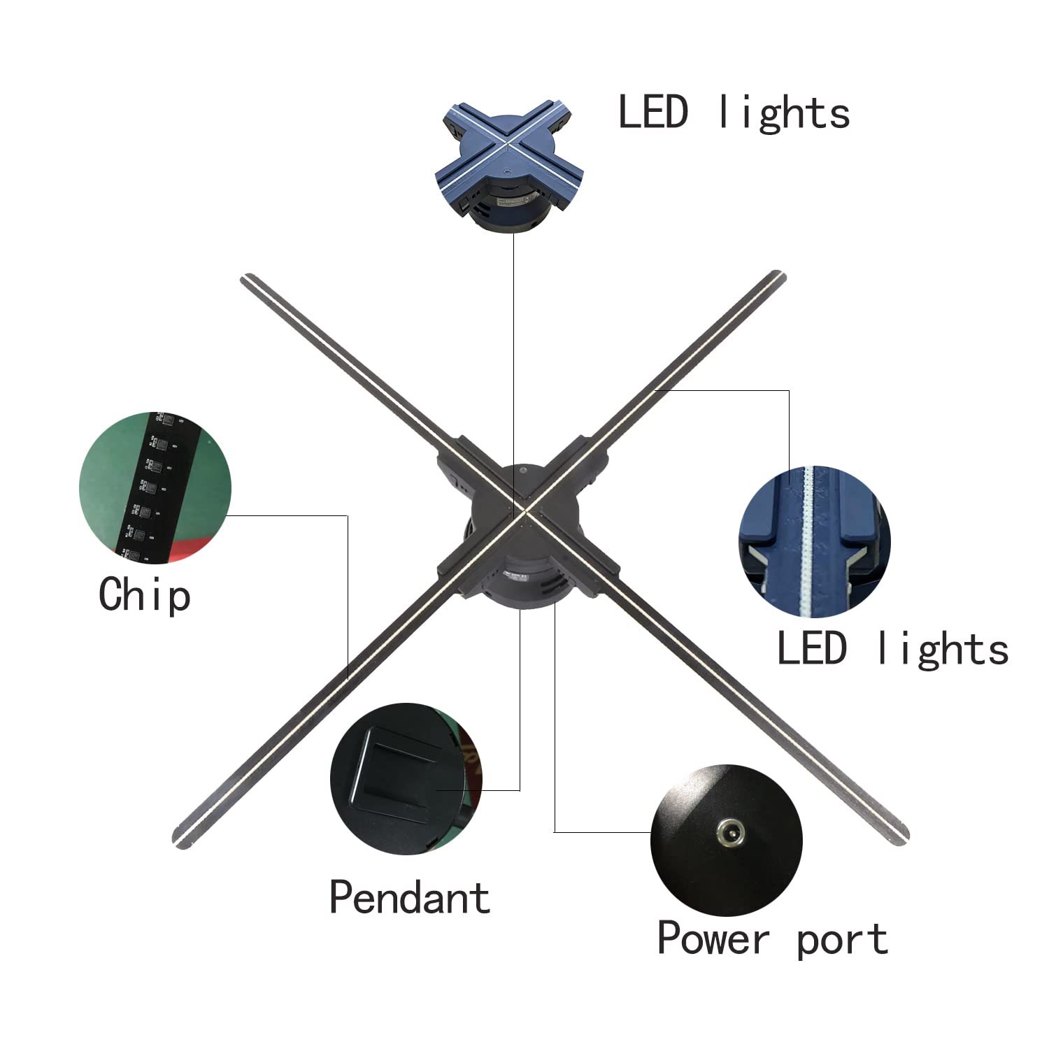 Missyou 22 Inch Holographic Fan with App & WiFi Control - 3D Hologram Display with 700 Video Storage & Splicing Function, HD LED 2000x1444PX Resolution for Advertising, Retail Stores, Bars, Casinos, Parties & Exhibitions - Perfect for Eye-Catching Digital Signage and Interactive Marketing Displays
