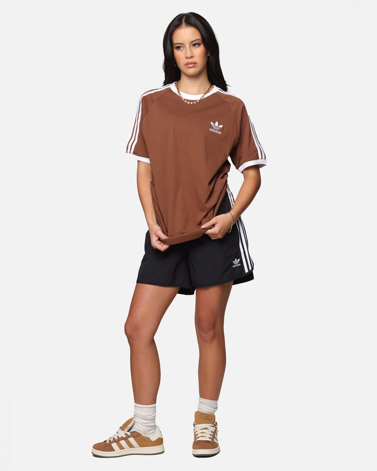 Adidas Originals 3-Stripes Classic T-Shirt for Men - Brown Cotton Casual Tee | Streetwear, Gym & Everyday Wear