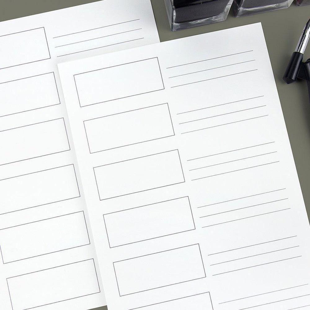 Premium Wearingeul Ink Swatch Paper (A5 Size) - 6 High-Quality Test Rectangles for Fountain Pen & Calligraphy Ink Sampling