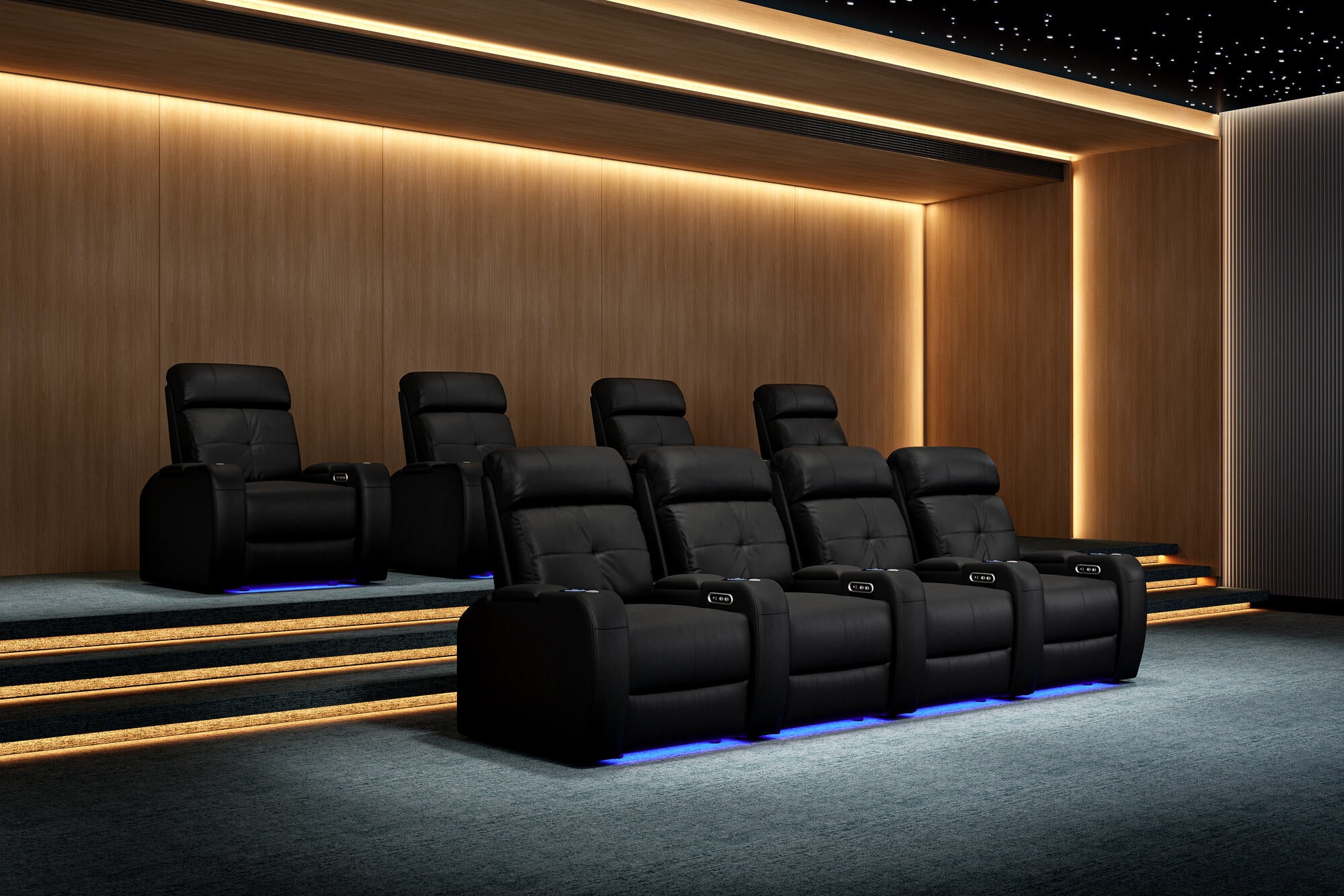 2025 Valencia Verona Genuine Leather Power Recliner Home Theater Seating Set - 3-Seater Loveseat with Adjustable Headrest (Left Side, Black) - Perfect for Movie Nights, Gaming & Home Entertainment