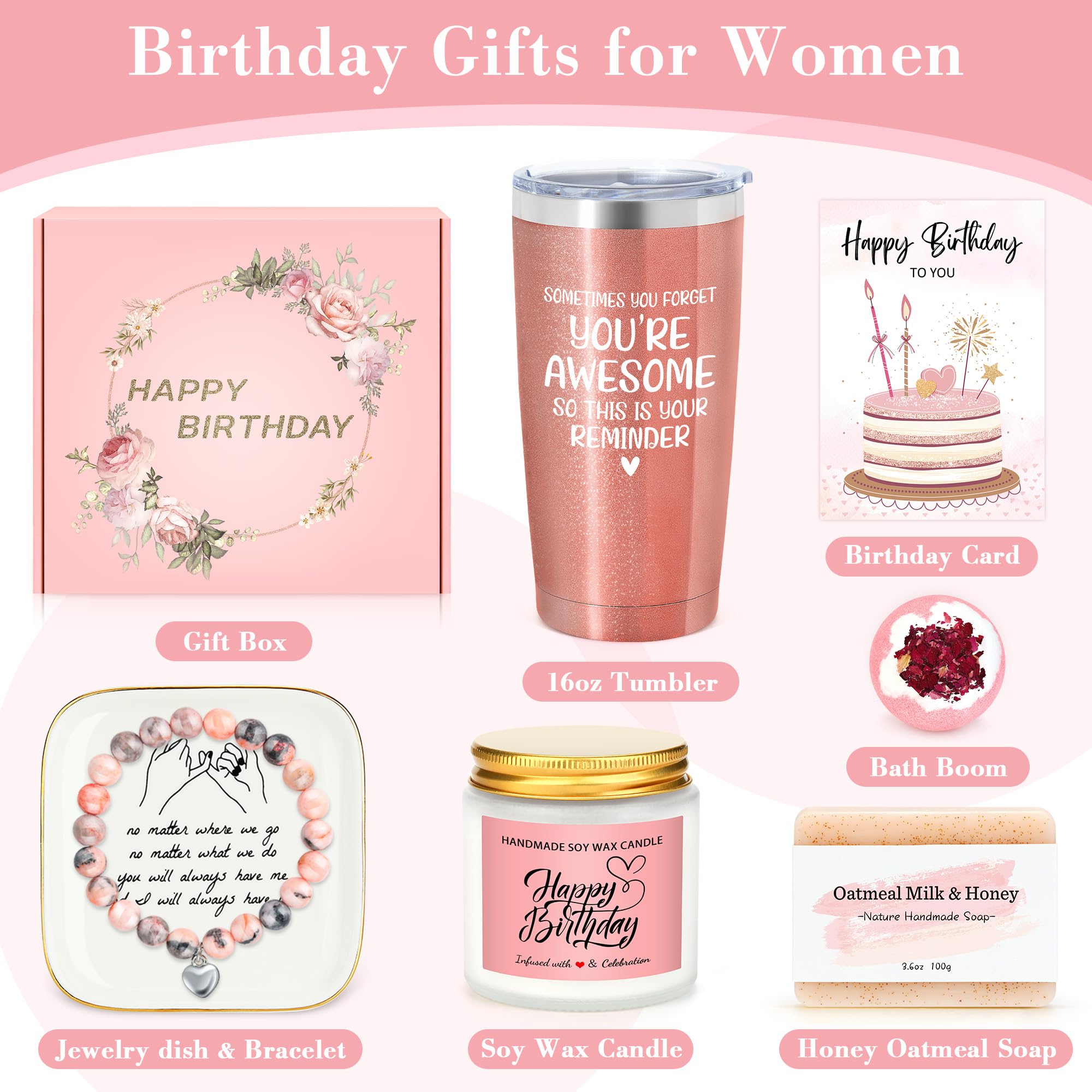 Best Birthday Gifts for Women - Thoughtful Gift Basket for Best Friend, Sister & Coworker - Unique Friendship Presents & Gift Ideas Box - Perfect for Birthdays, Anniversaries & Special Occasions